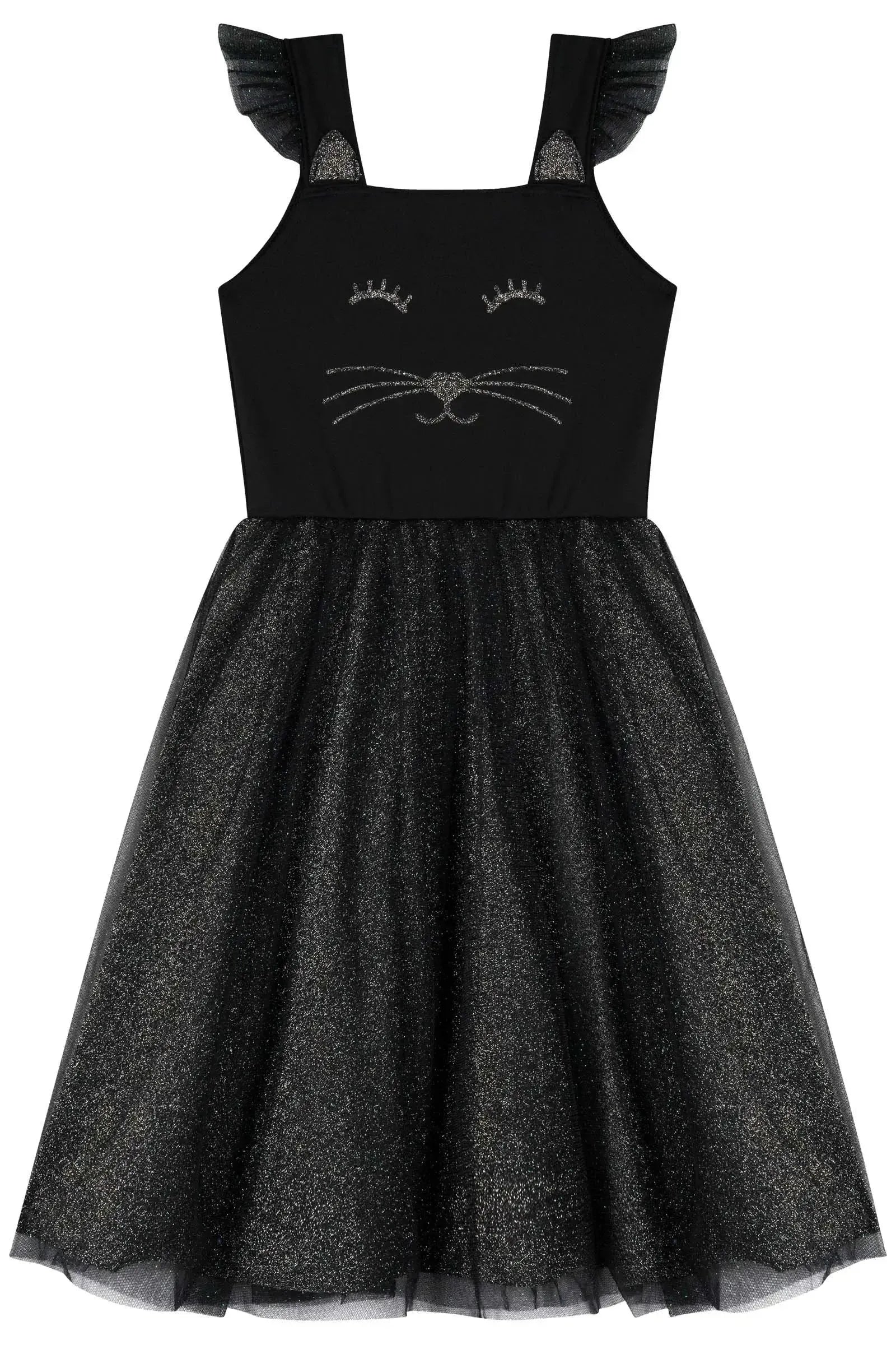 Fantasia de Gatinha (Vestido em Fly Tech Tule e Malha Brilho) 85882 Kukiê Infantil Menina