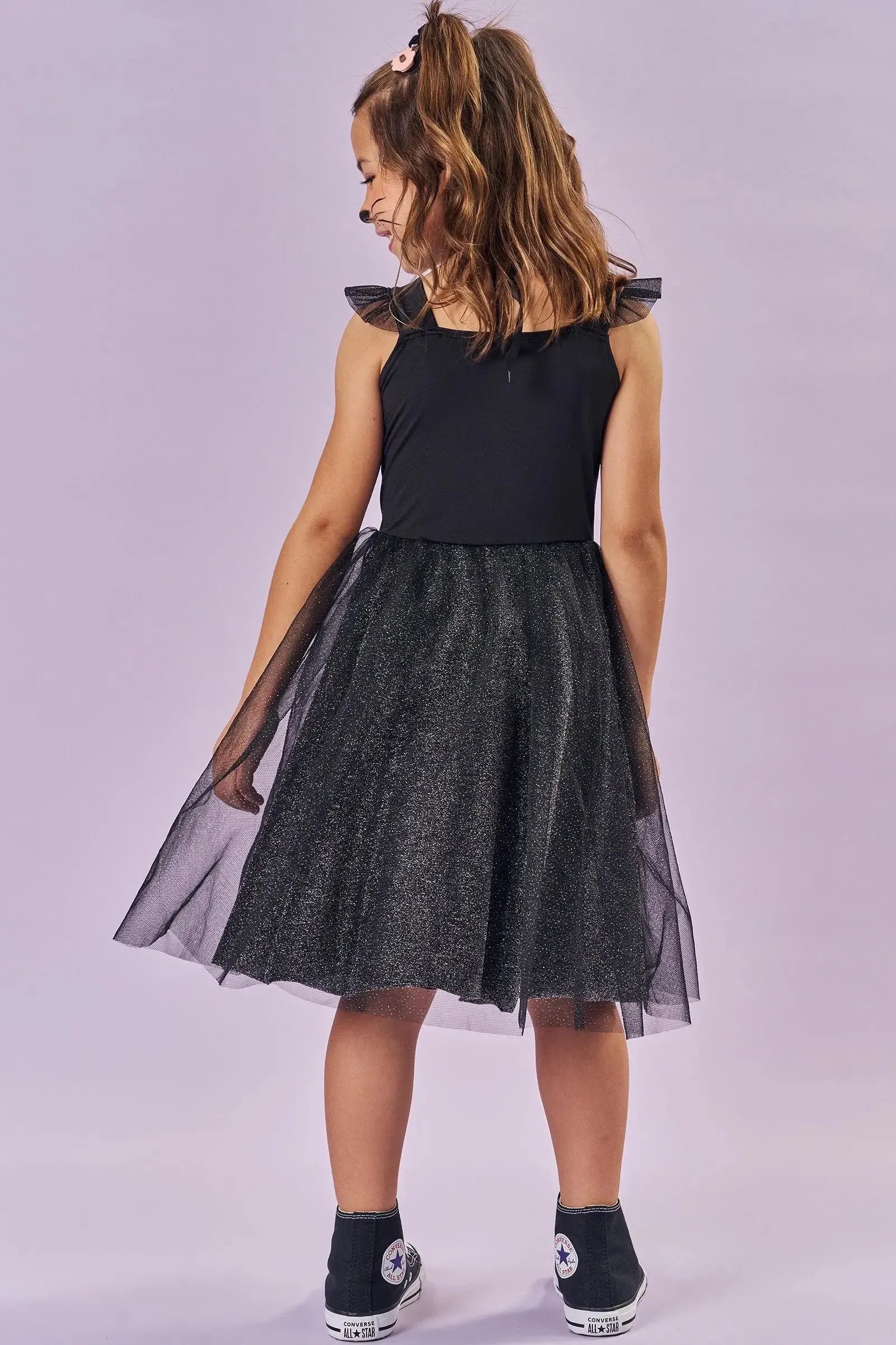 Fantasia de Gatinha (Vestido em Fly Tech Tule e Malha Brilho) 85882 Kukiê Infantil Menina