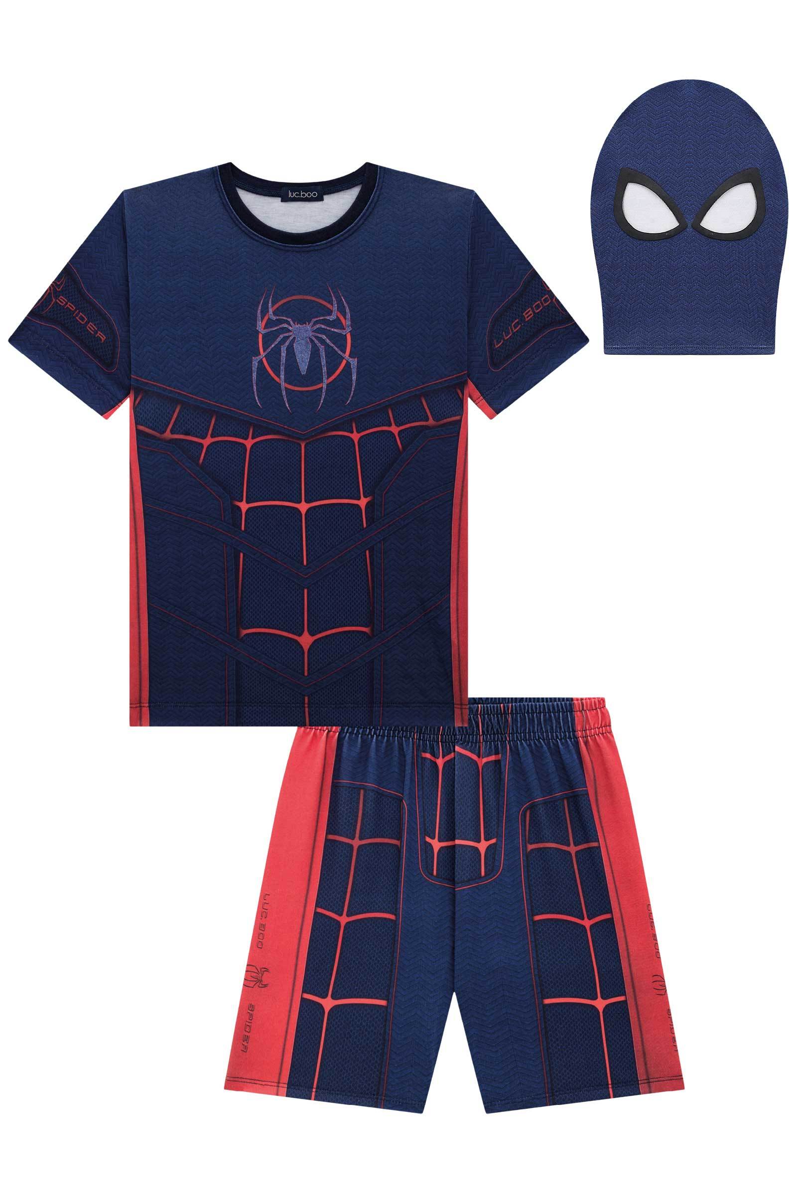 Fantasia de Herói Aranha (camiseta Bermuda e Máscara) 76332 LucBoo