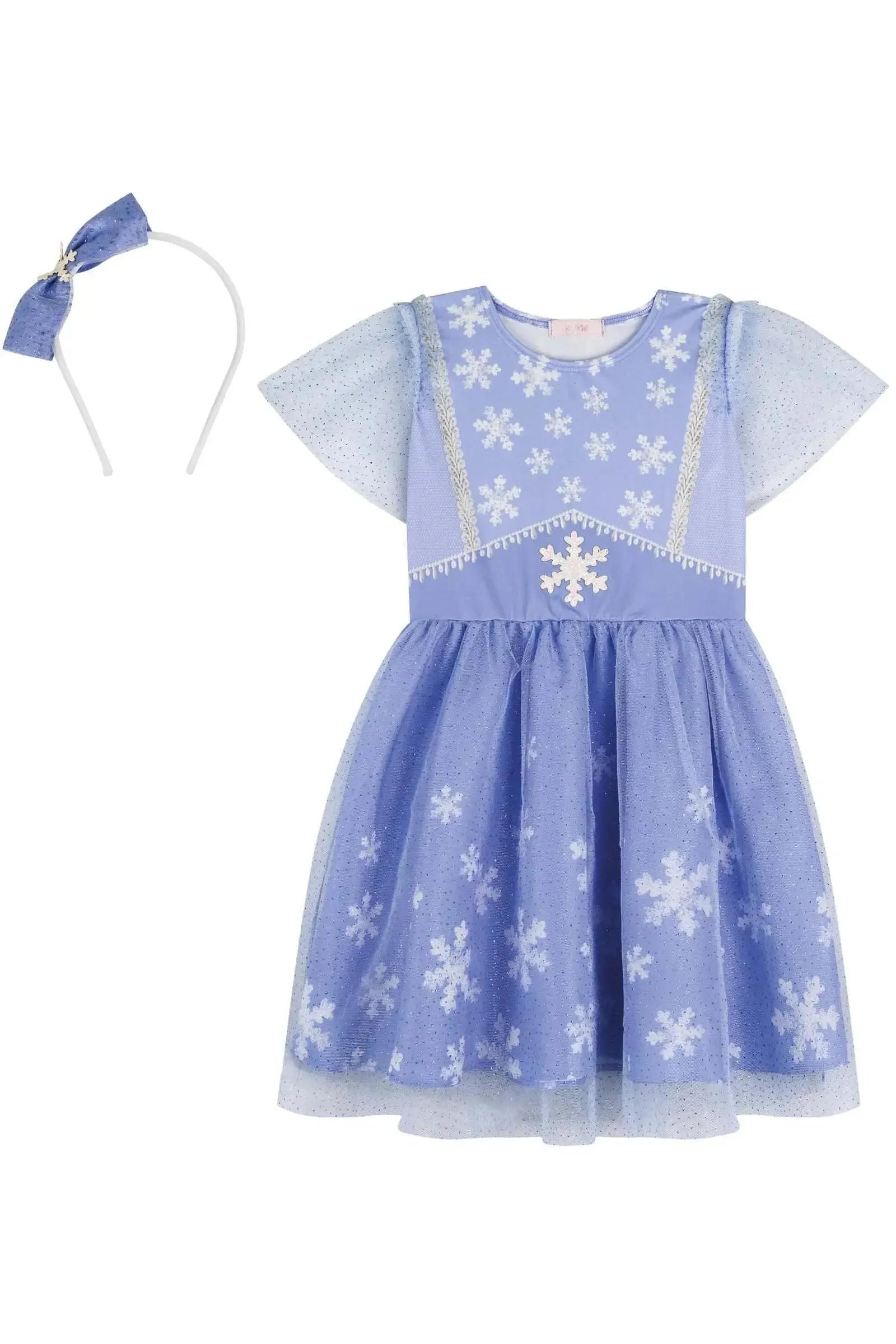 Fantasia de Princesa Do Gelo (Vestido em Malha UV e Tule Brilho - Acompanha Arco) 85886 Kukiê Infantil Menina