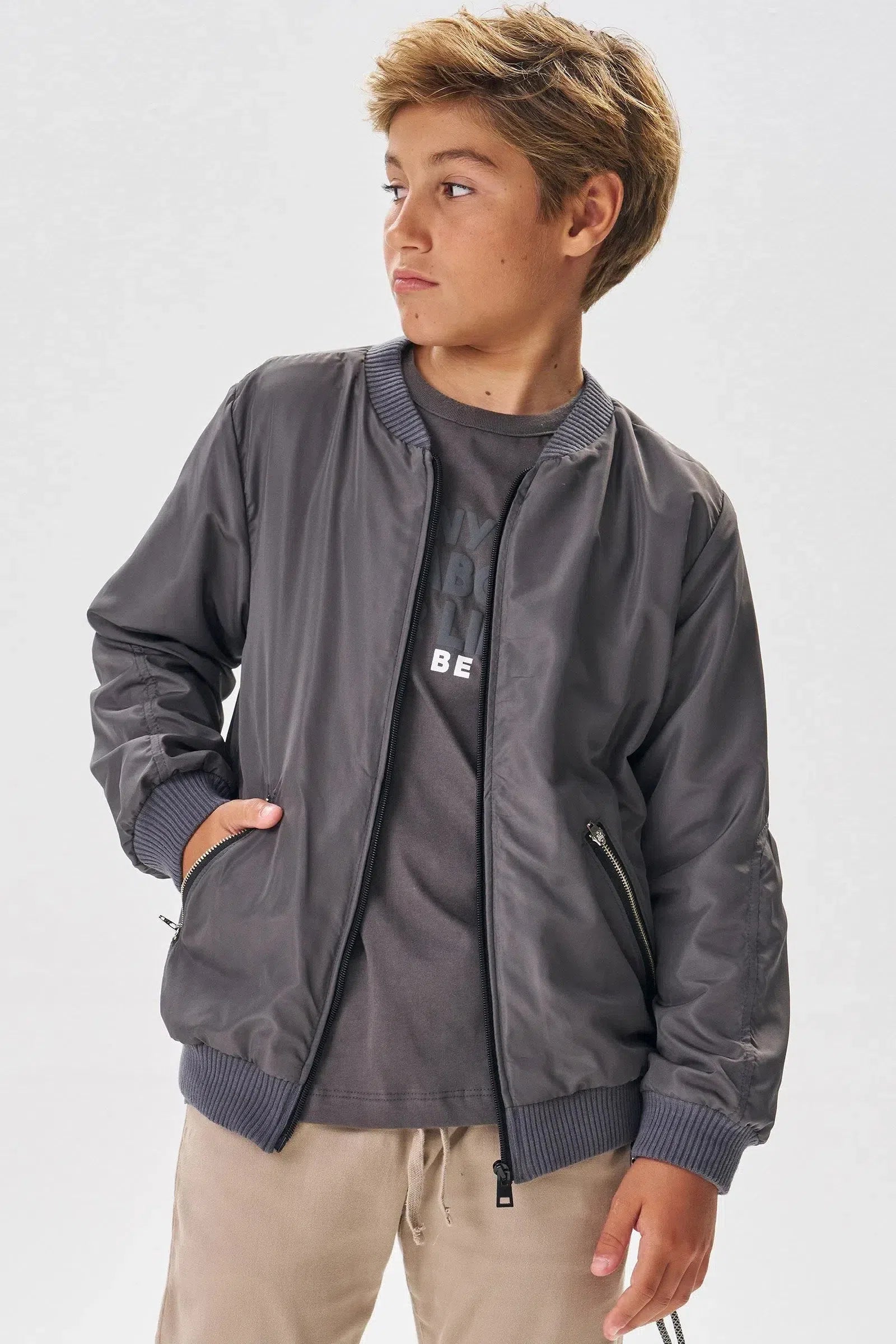 Jaqueta Bomber em Nylon Aspen 80465 Johnny Fox Teen Menino