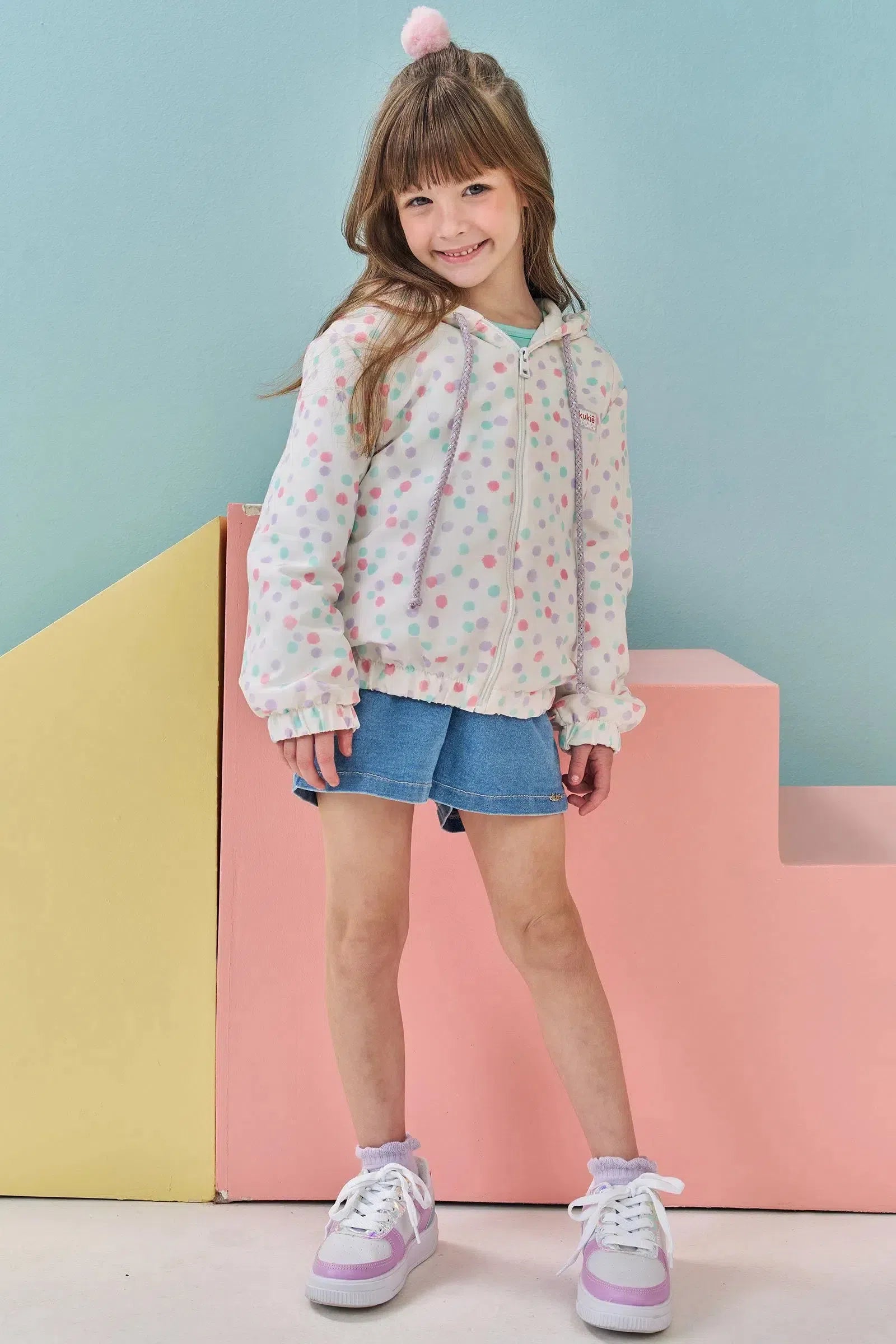 Jaqueta Corta Vento em Nylon 79196 Kukiê Infantil Menina