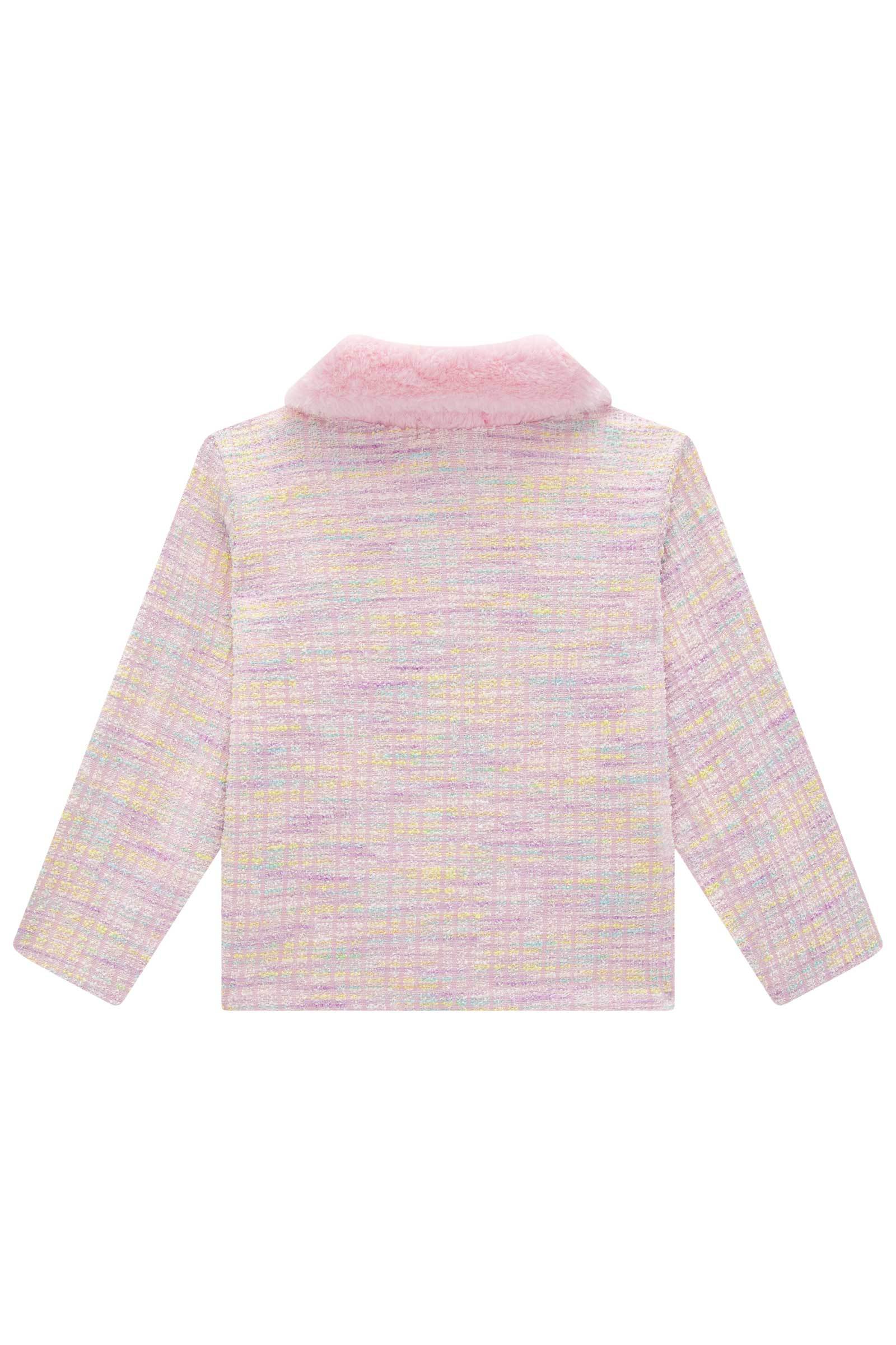 Jaqueta em Malha Tweed Firenzi e Pelo 80122 Infanti Infantil Menina