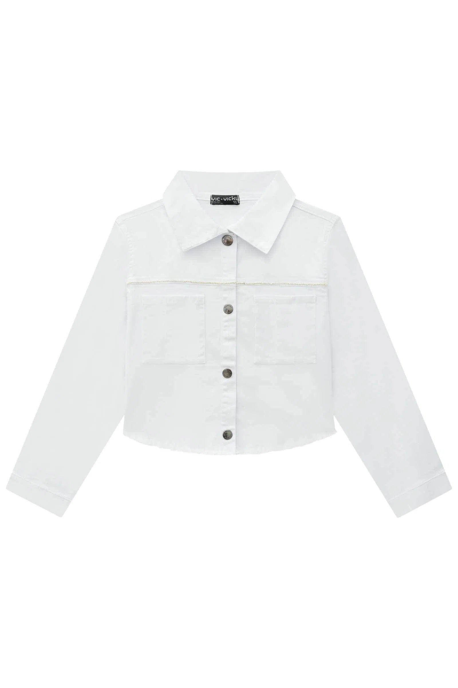 Jaqueta Overshirt Cropped em Sarja com Elastano 75033 Vic&Vicky