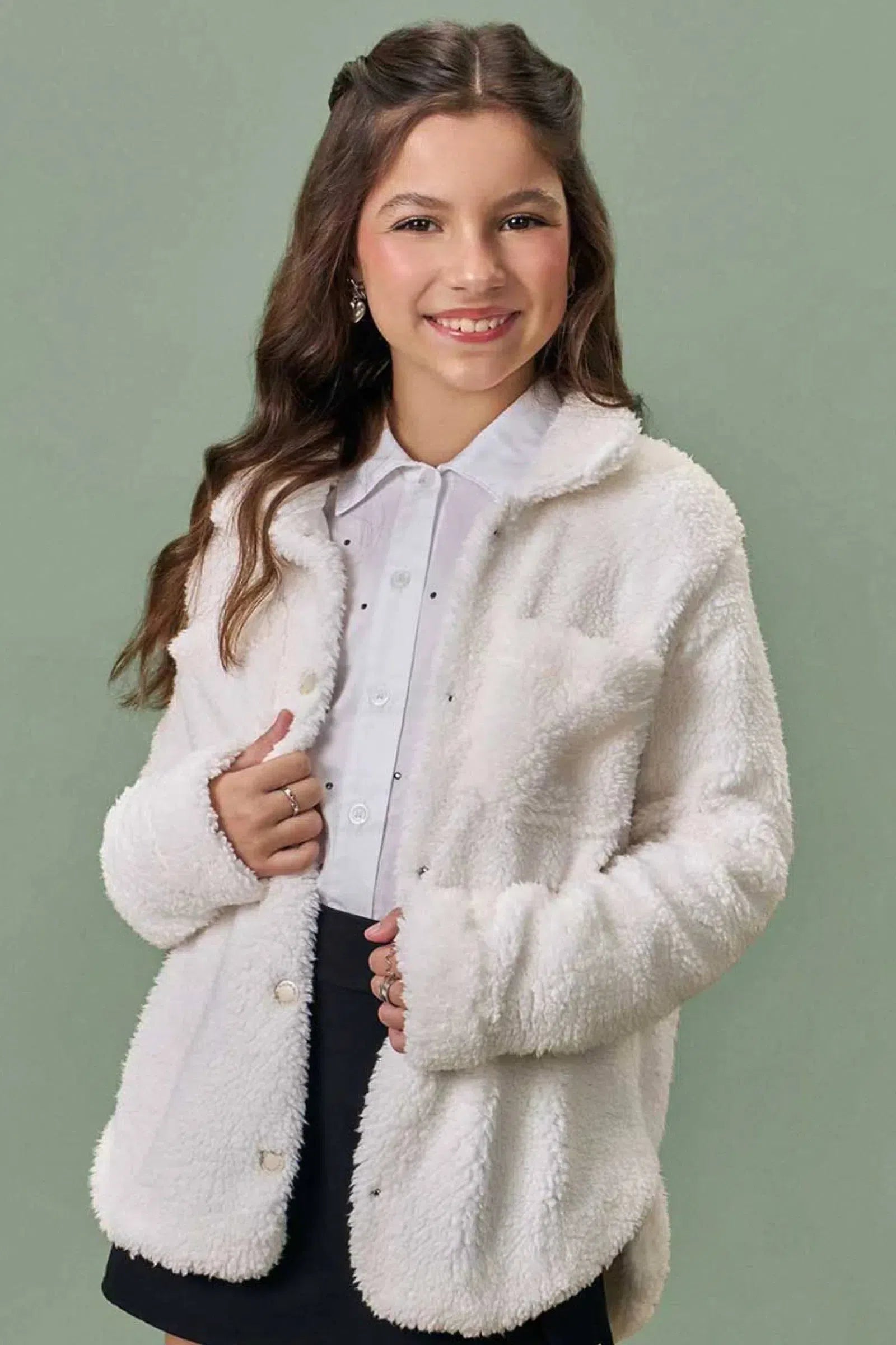 Jaqueta Overshirt em Pelo Sherpa 81276 Vic&Vicky Teen Menina