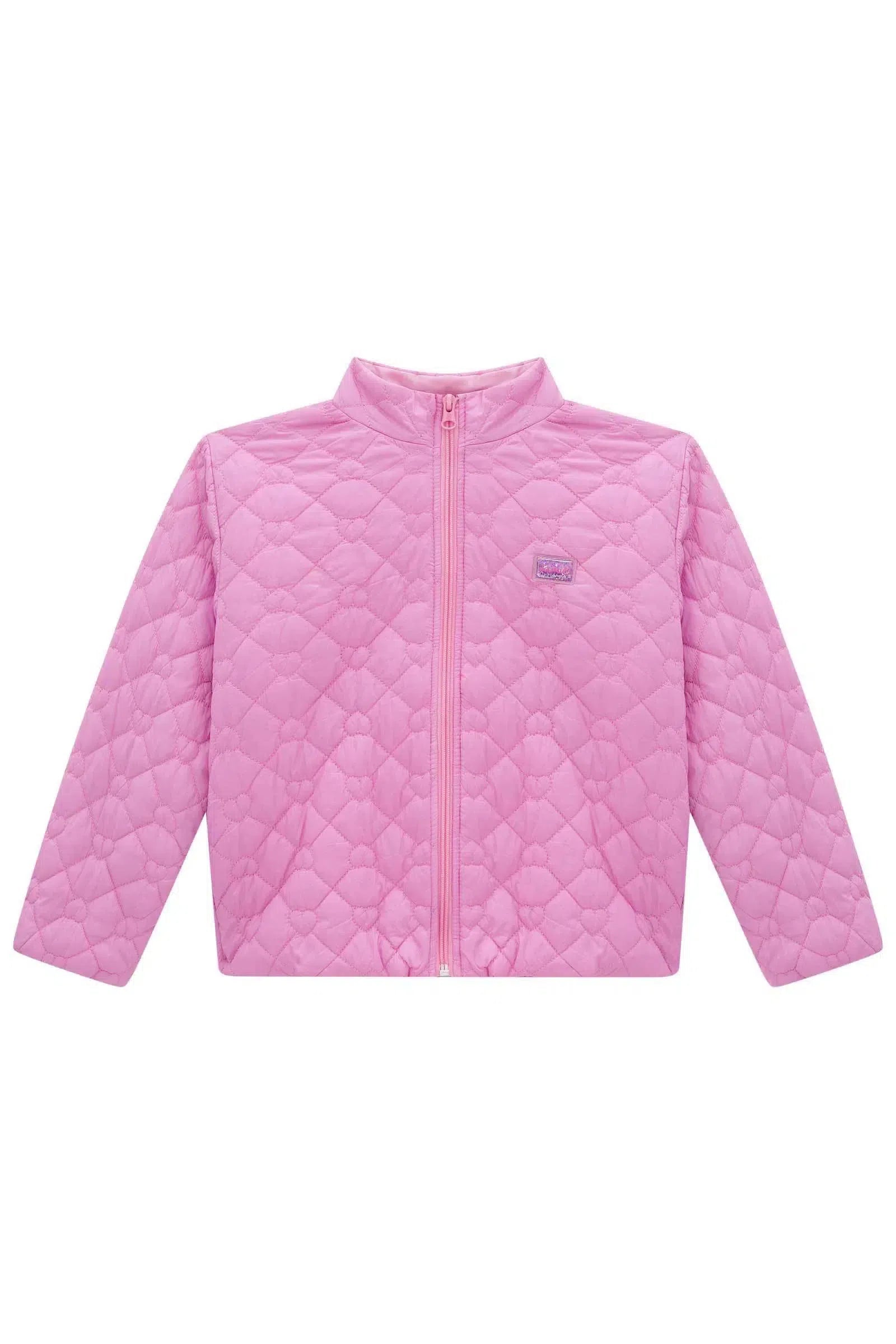 Jaqueta Puffer em Nylon Matelassê Coração 79184 Kukiê Infantil Menina