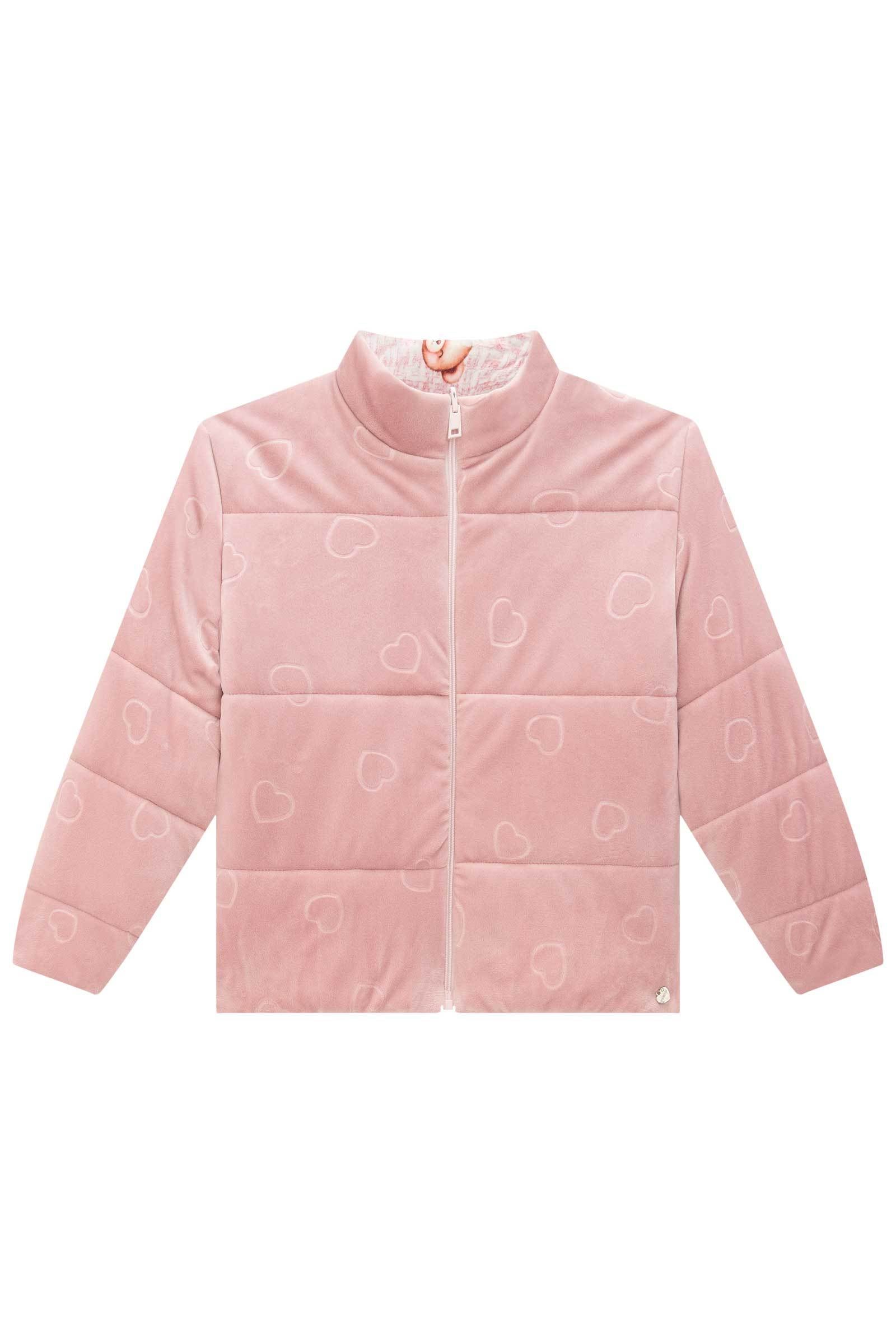 Jaqueta Puffer Reversível em Veludo e Malha Comfy 79654 Infanti Infantil Menina