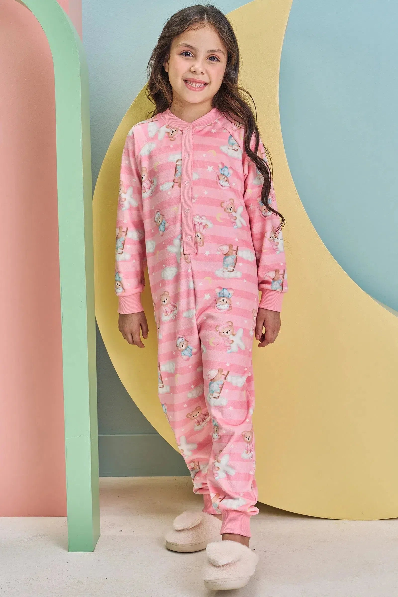 Macacão em Fleece Luxo 79222 Kukiê Infantil Menina