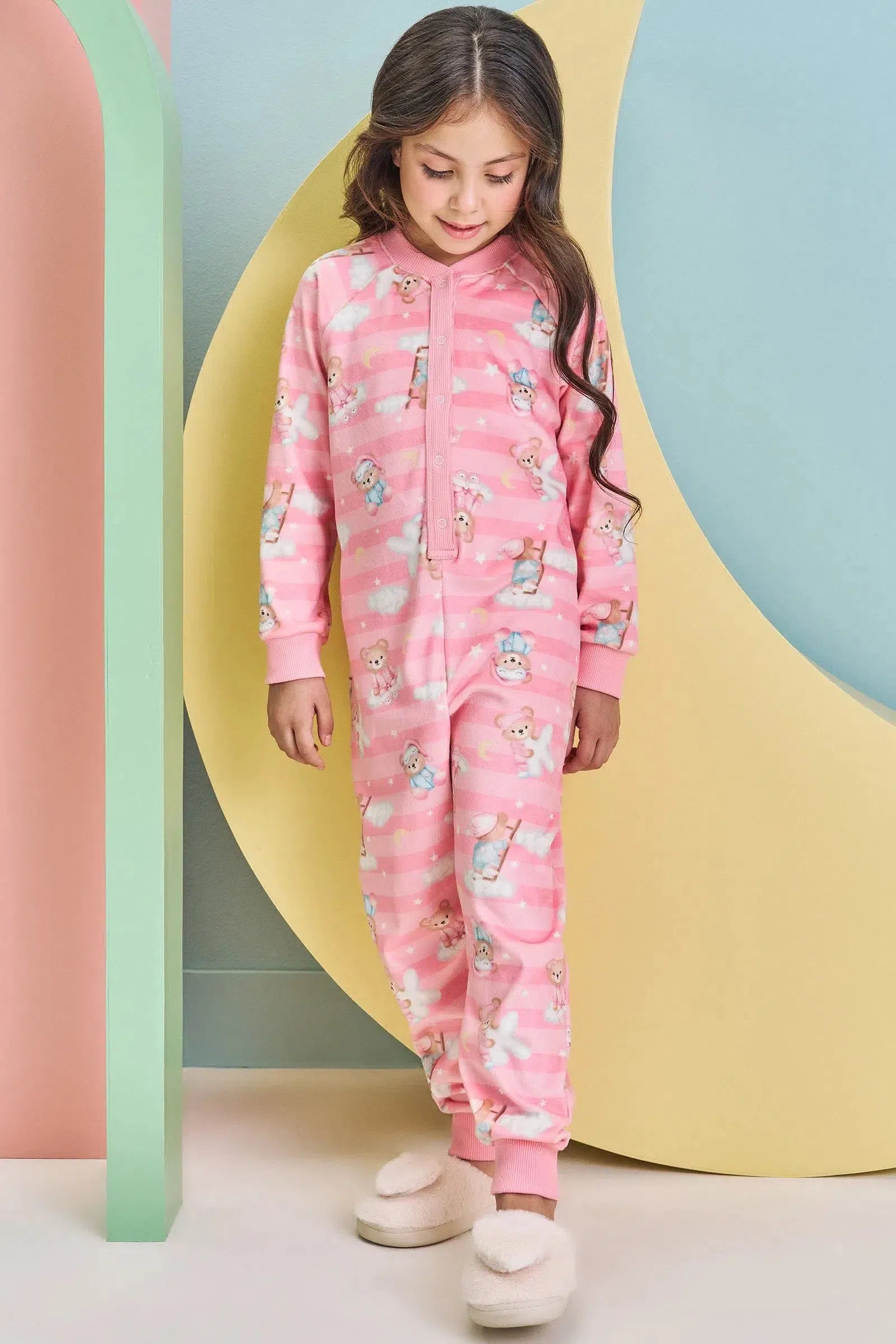 Macacão em Fleece Luxo 79222 Kukiê Infantil Menina