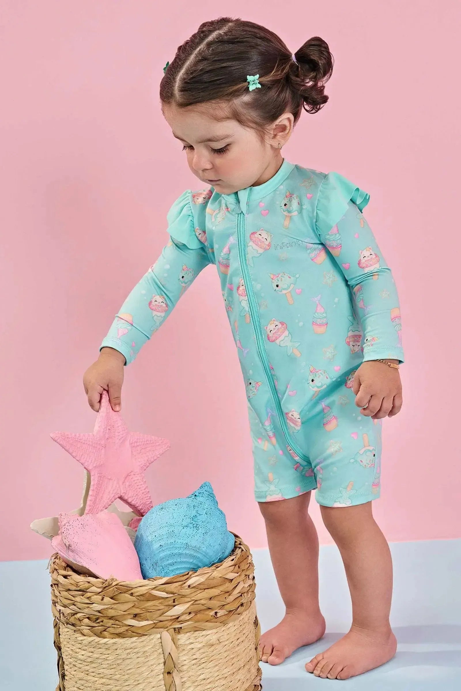 Macacão em Malha Uv Dry com Proteção Uv 50+ 84855 Infanti Bebê Menina
