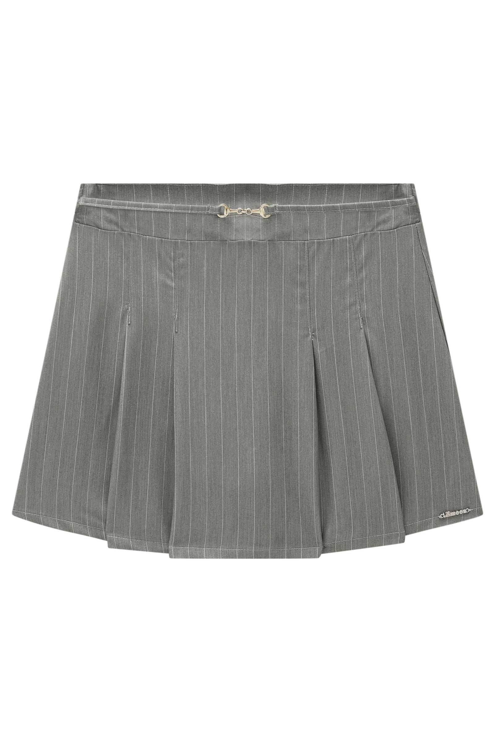 Saia em Tecido Plano Risca de Giz com Shorts Embutido 83193 Lilimoon Teen Menina