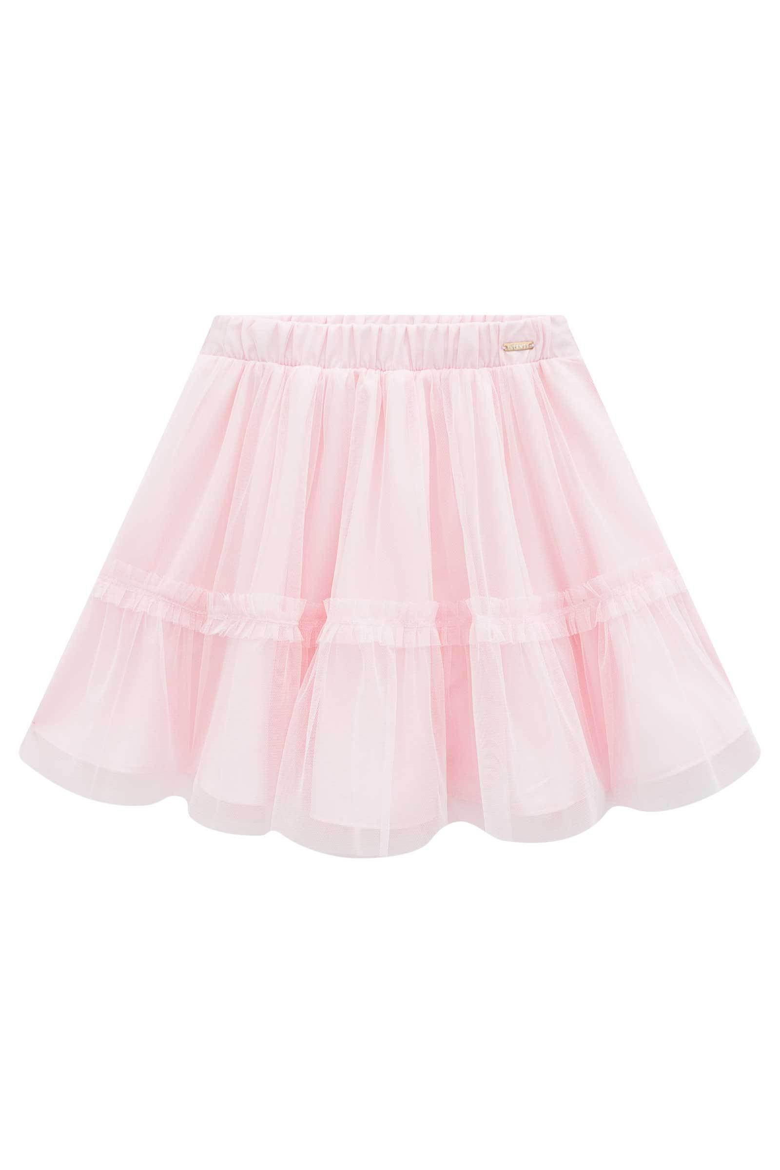 Saia em Tule com Elastano. Com Shorts Embutido. 79134 Infanti Infantil Menina