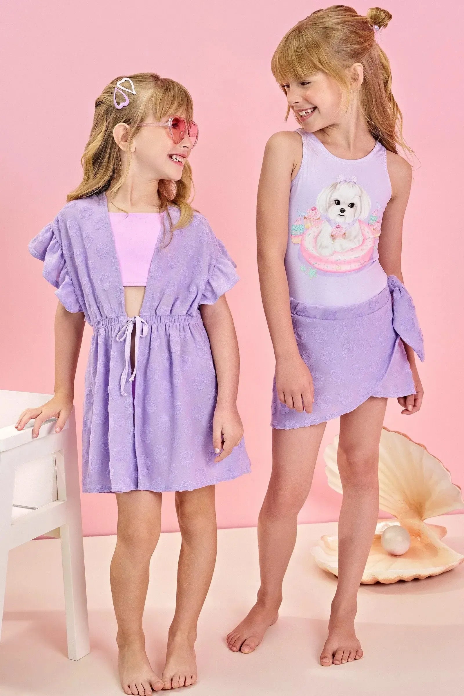 Saída de Praia em Malha Atoalhada 84988 Infanti Infantil Menina