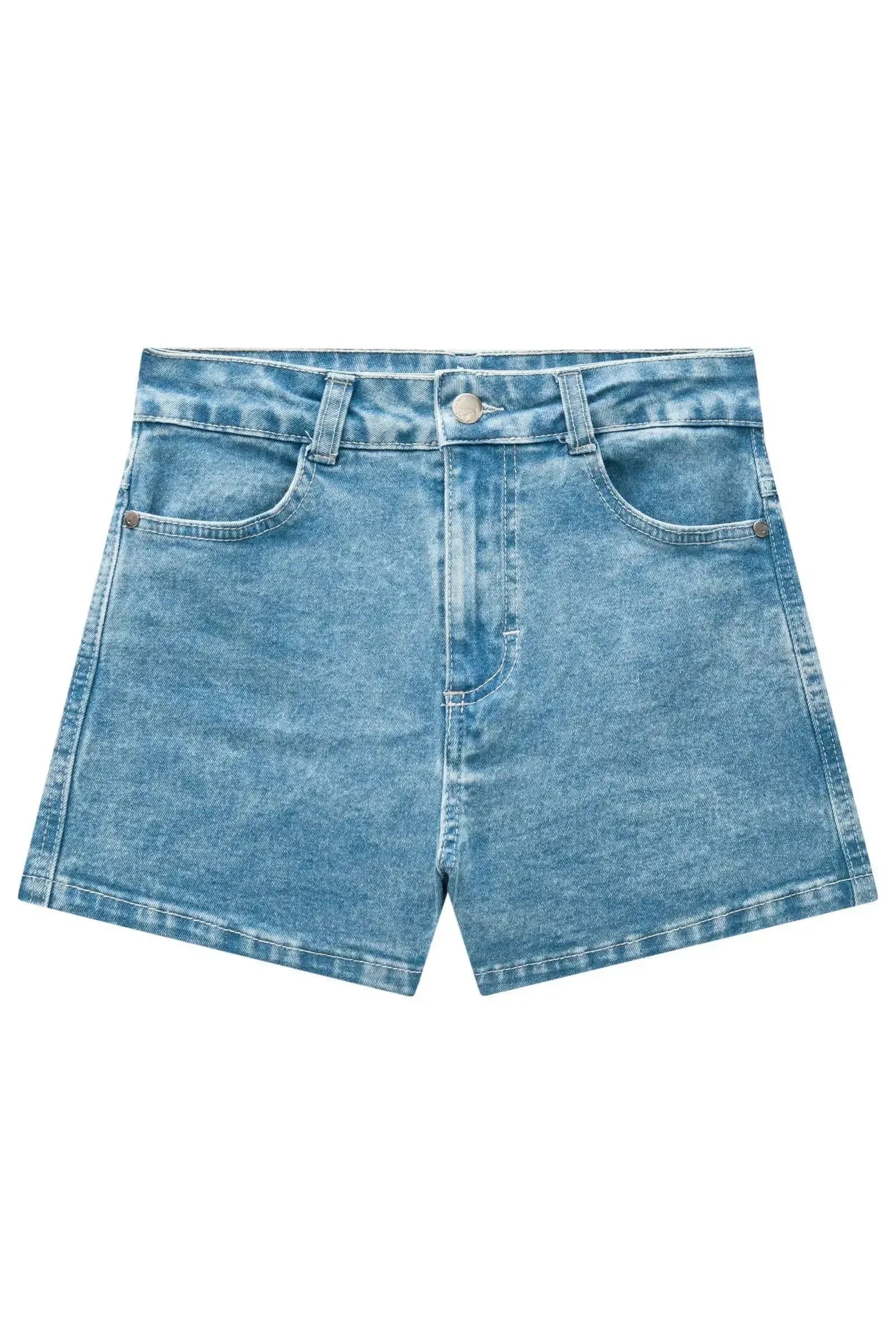 Shorts Cintura Alta em Jeans com Elastano 82966 Vic&Vicky Teen Menina