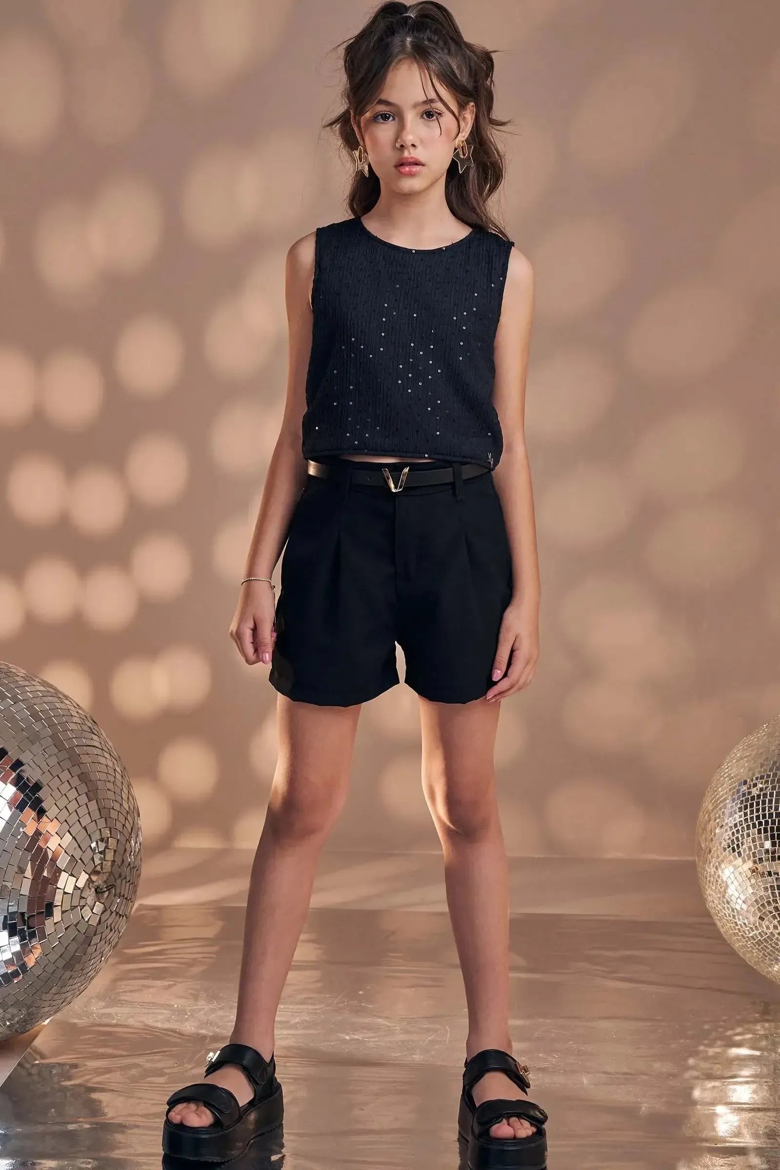 Shorts em Alfaiataria Twill 85720 Vic&Vicky Teen Menina