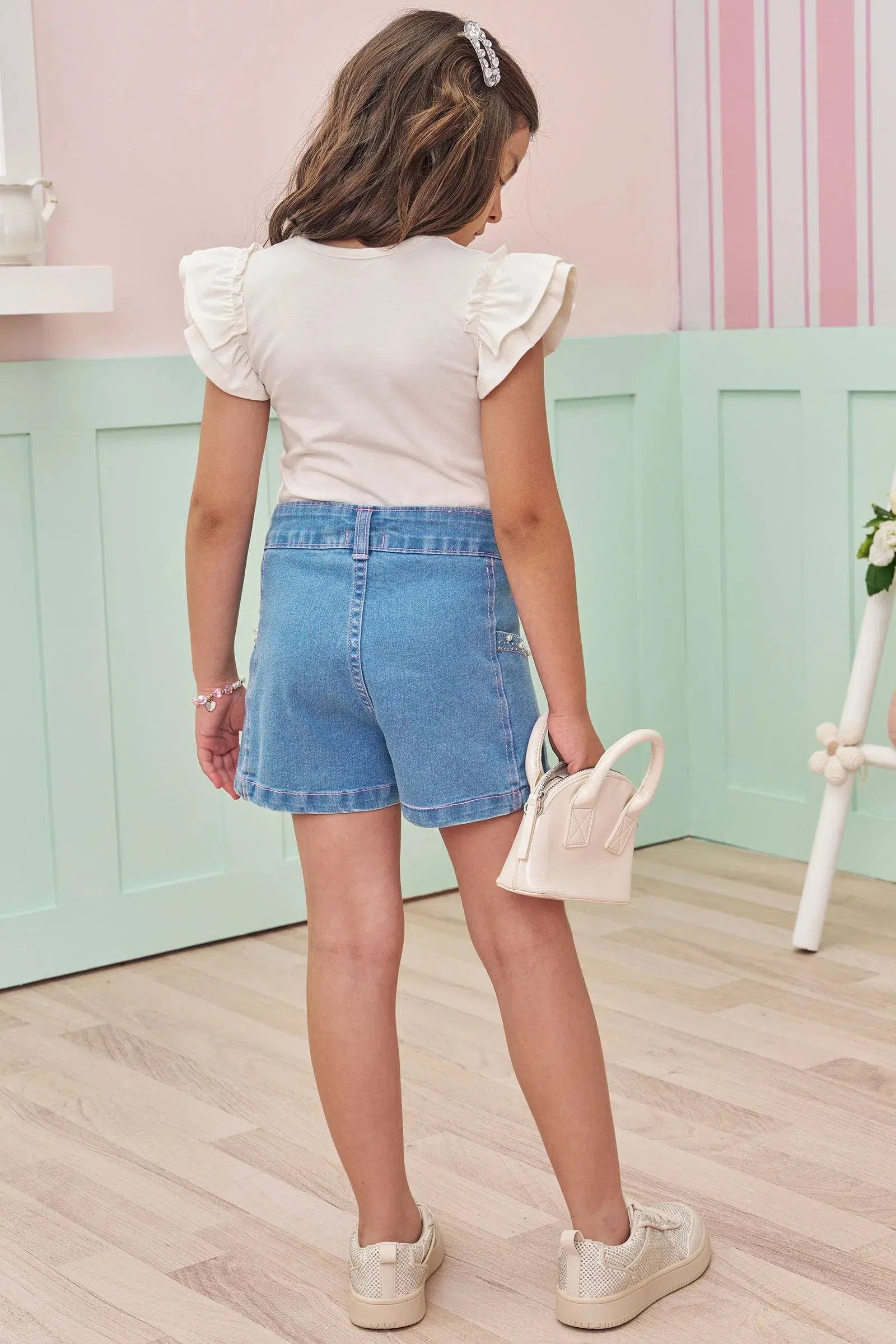 Shorts em Jeans Bellini com Elastano 74786 Infanti