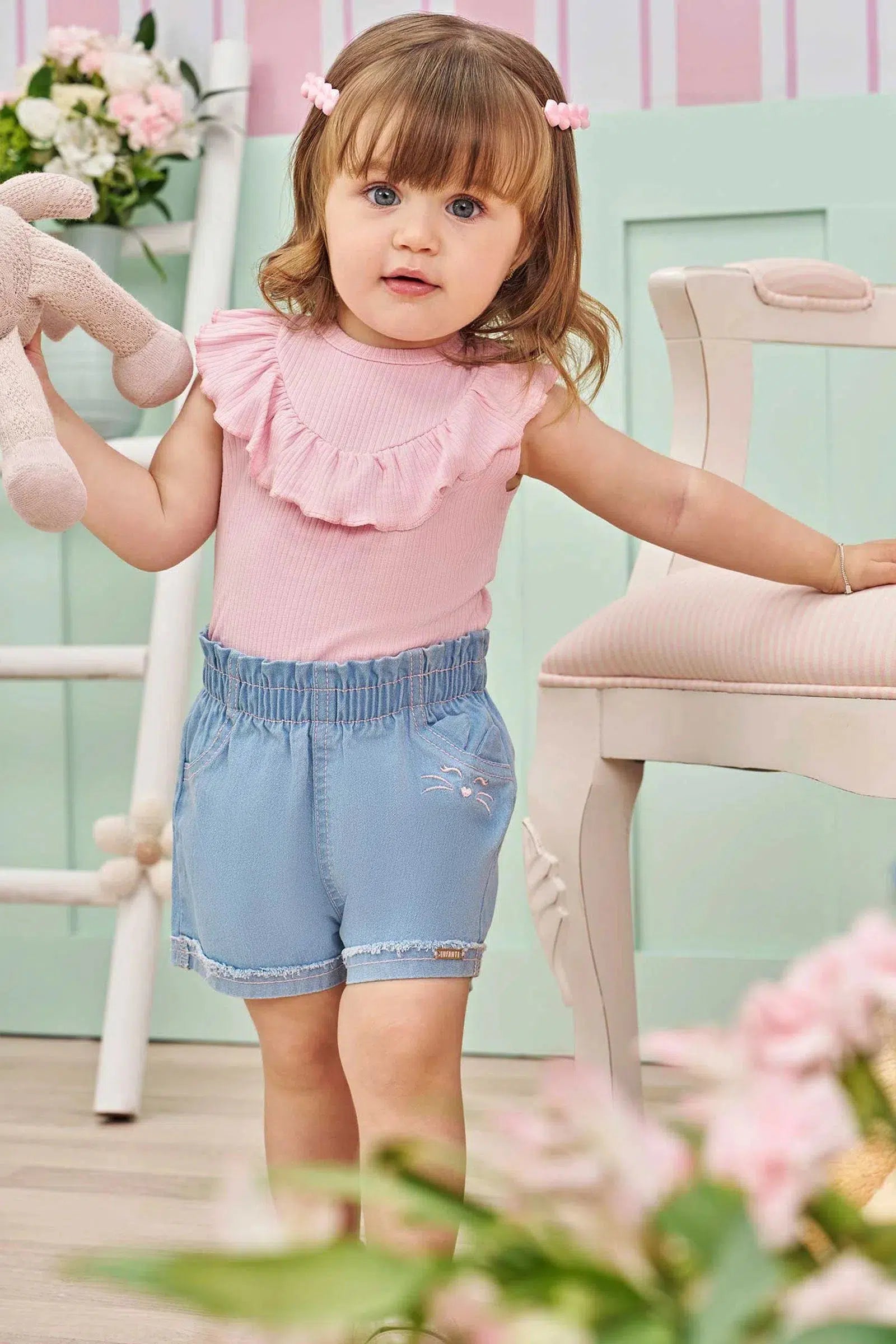 Shorts em Jeans Bellini com Elastano 75465 Infanti