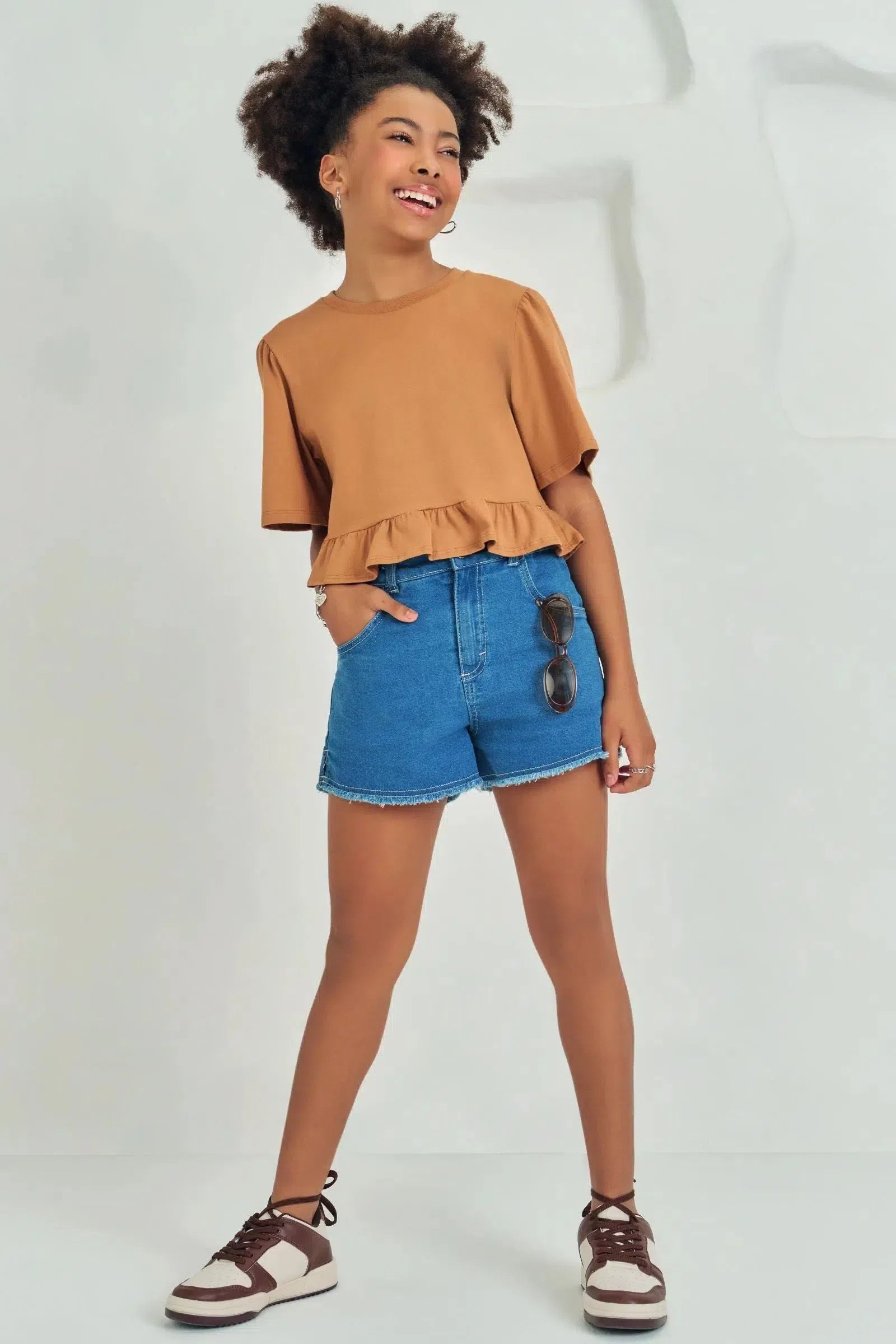 Shorts em Jeans com Elastano 79678 Lilimoon Teen Menina