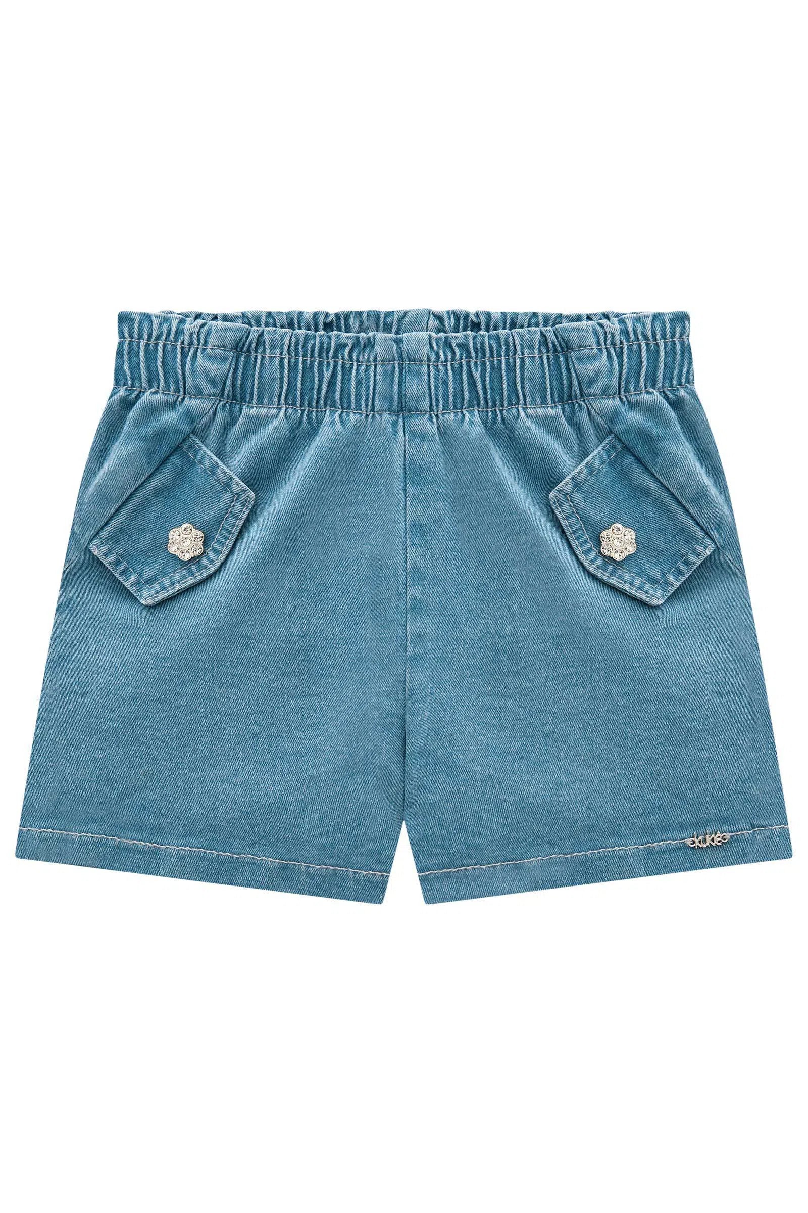 Shorts em Jeans com Elastano 80711 Kukiê Infantil Menina