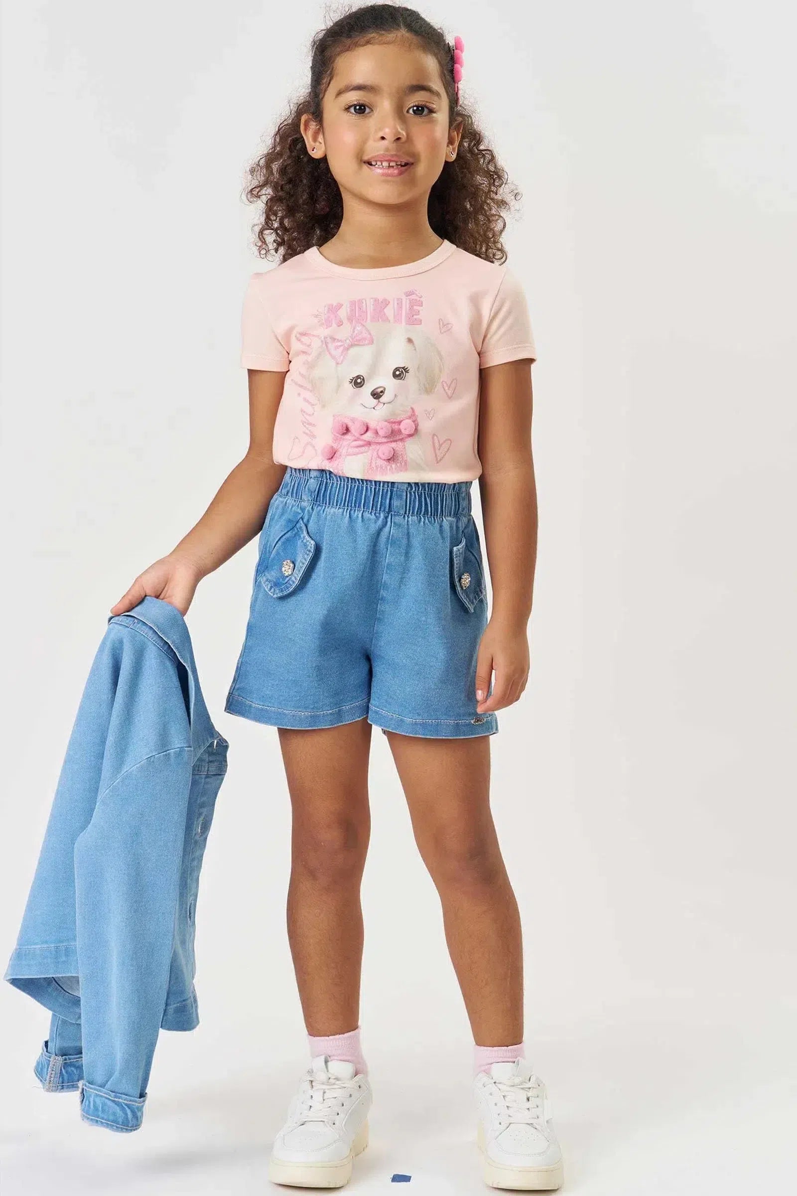 Shorts em Jeans com Elastano 80711 Kukiê Infantil Menina