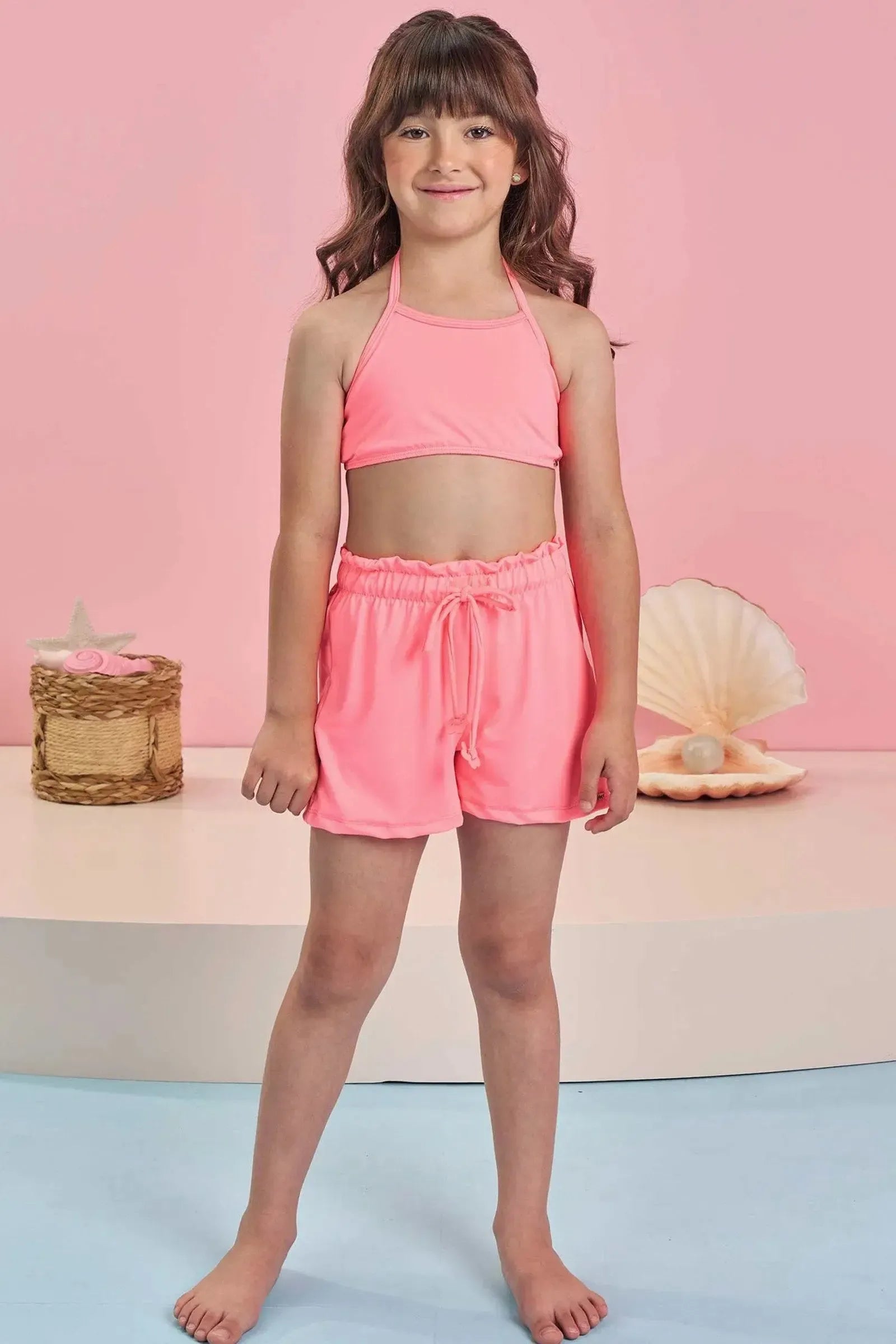 Shorts Saída de Praia em Malha Uv Dry com Proteção Uv 50+ 85912 Infanti Infantil Menina