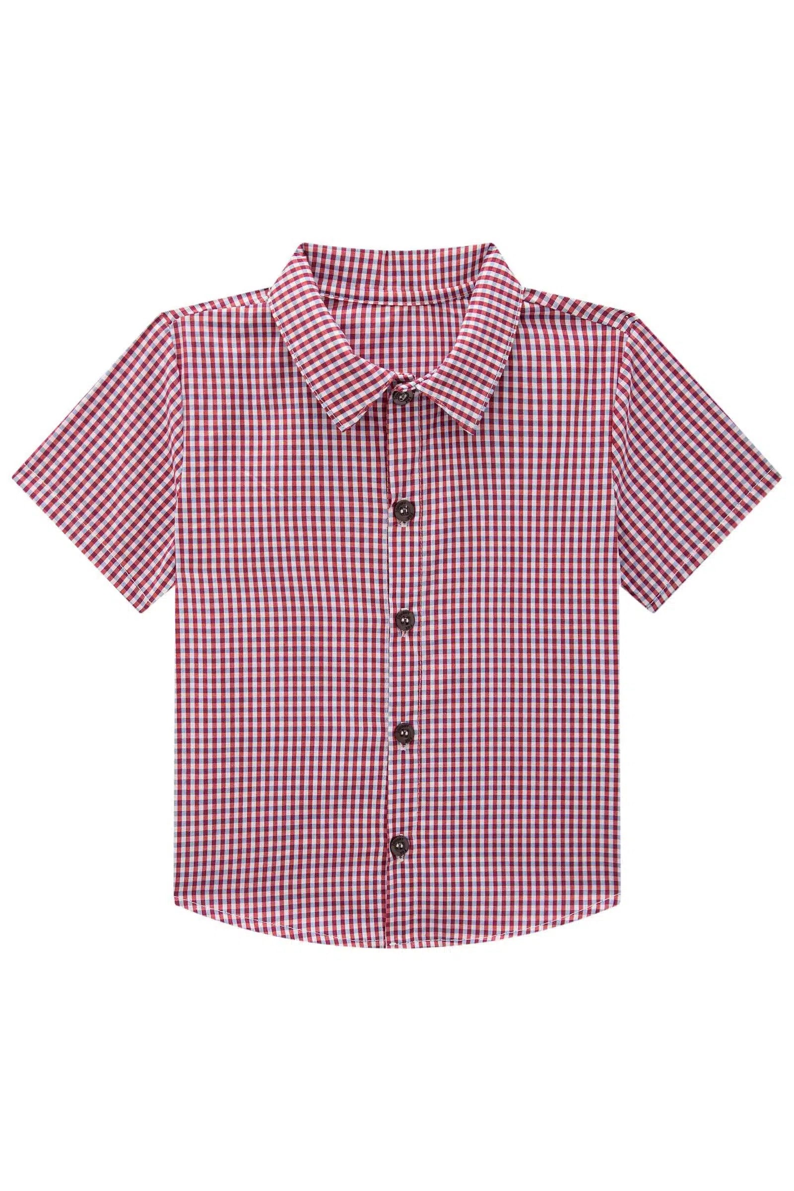 Trio de Camiseta em Meia Malha, Camisa Xadrez e Bermuda em Malha com Elastano 81692 Johnny Fox