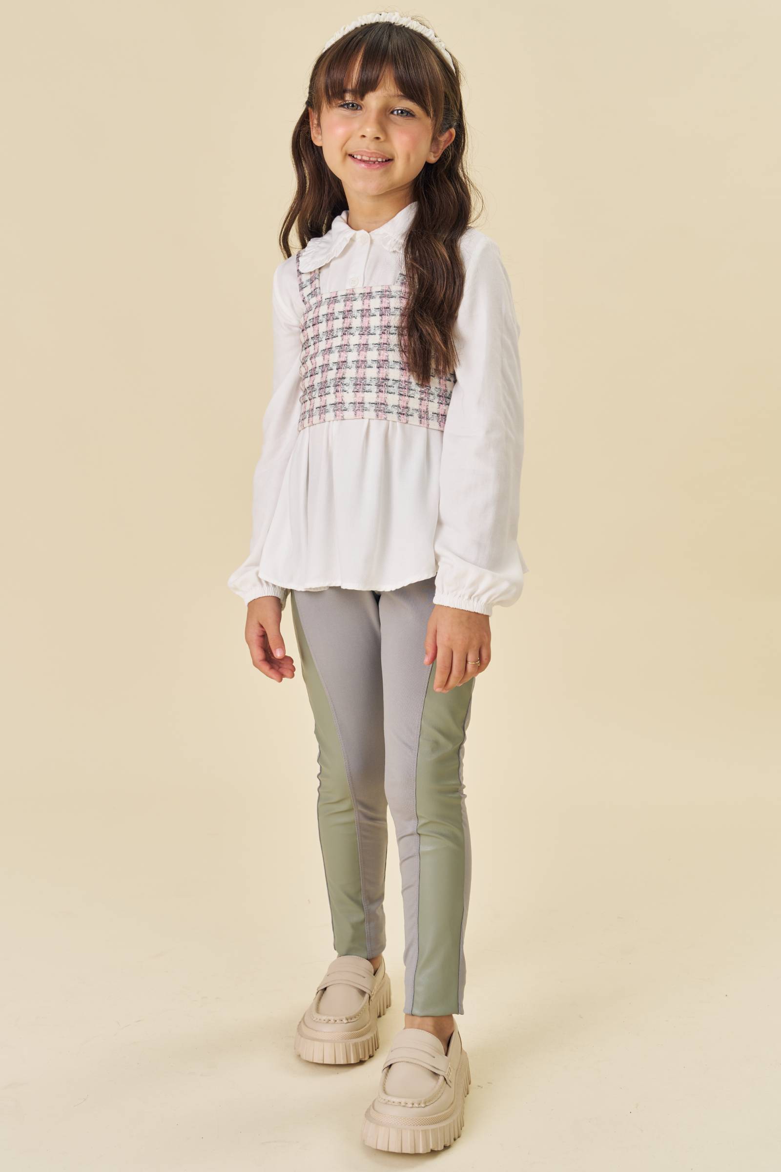 Trio de Camisa em Viscose Colete em Molecotton e Calça Legging em Termoskin em Couro 80935 Infanti Infantil Menina