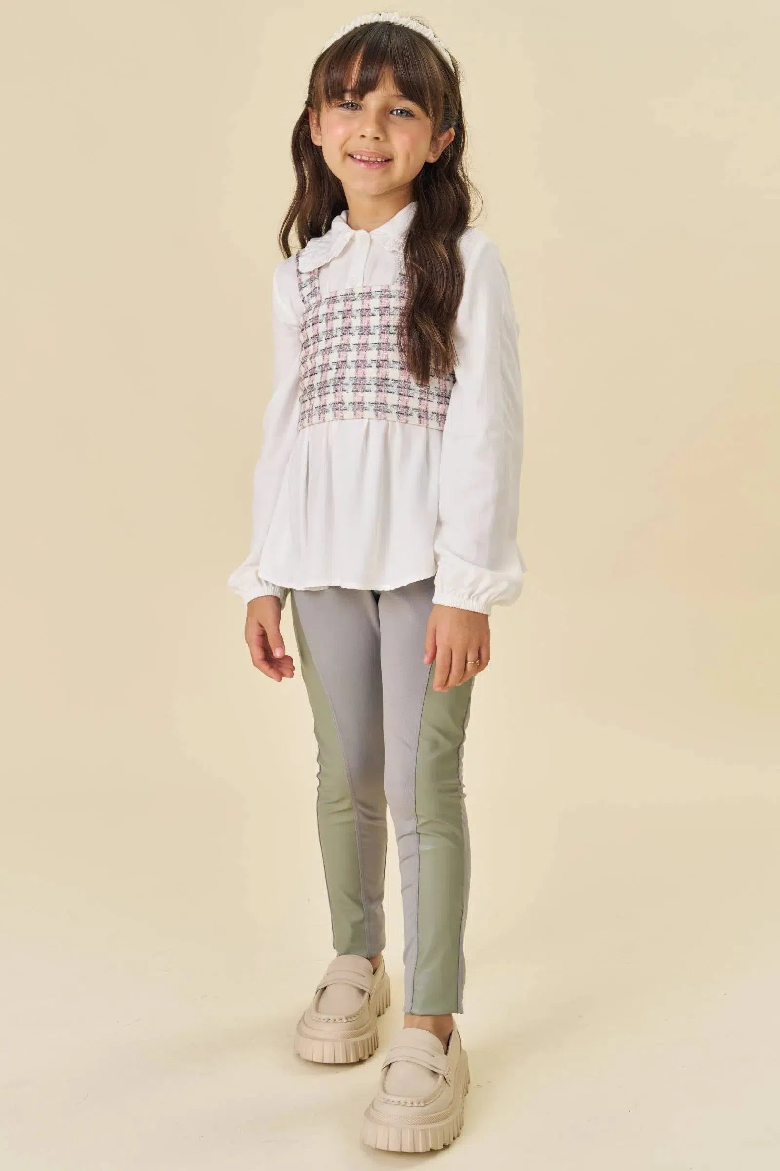 Trio de Camisa em Viscose Colete em Molecotton e Calça Legging em Termoskin em Couro 80935 Infanti Infantil Menina