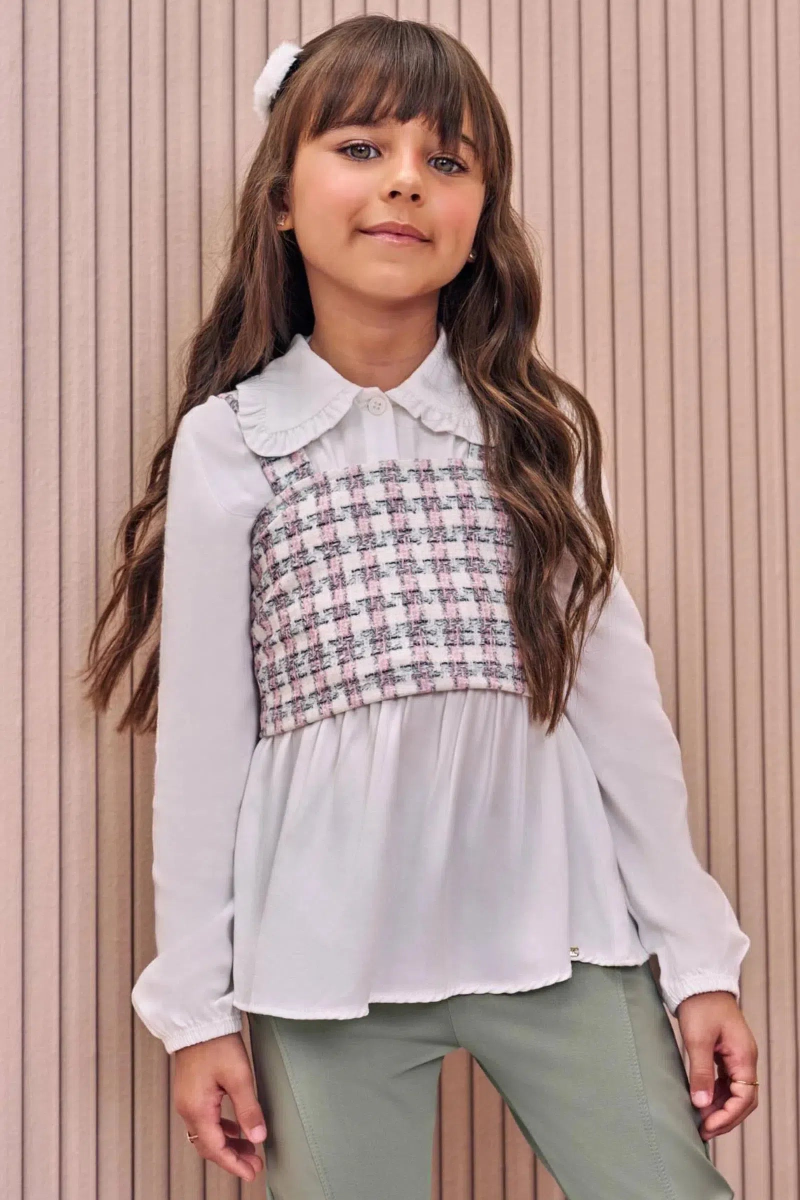 Trio de Camisa em Viscose Colete em Molecotton e Calça Legging em Termoskin em Couro 80935 Infanti Infantil Menina