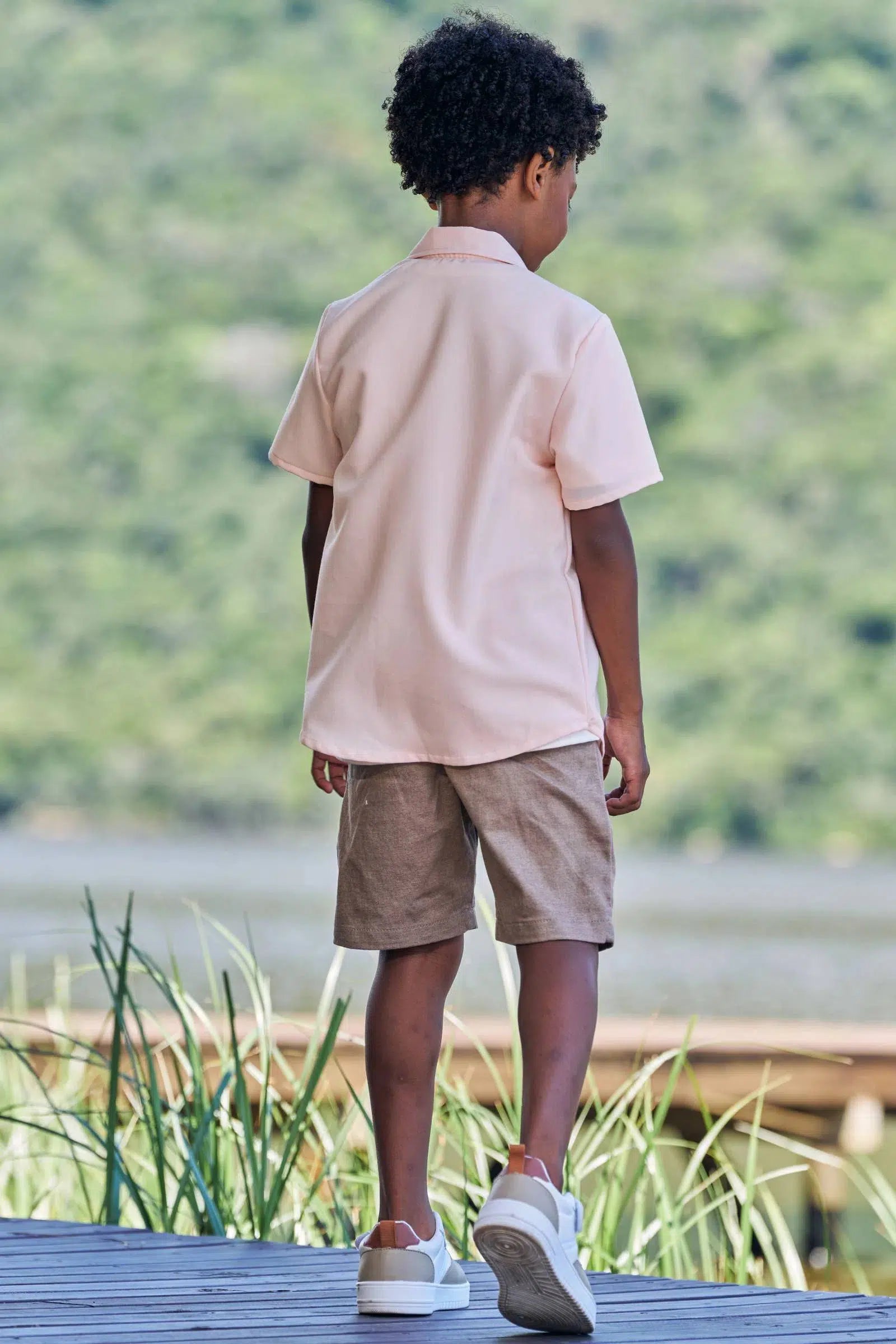 Trio de Camiseta em Meia Malha Camisa em Tecido e Bermuda em Sarja Melange com Elastano 77703 LucBoo