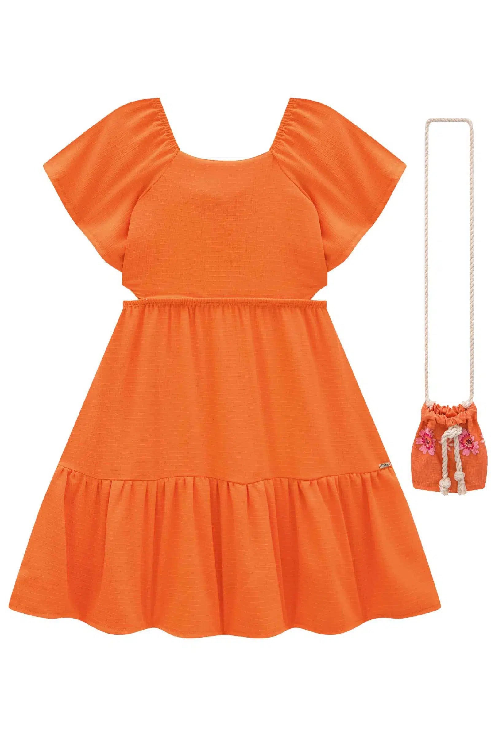 Vestido Infantil em Air Flow Crepe Duna. Acompanha Bolsa 81520 Infanti