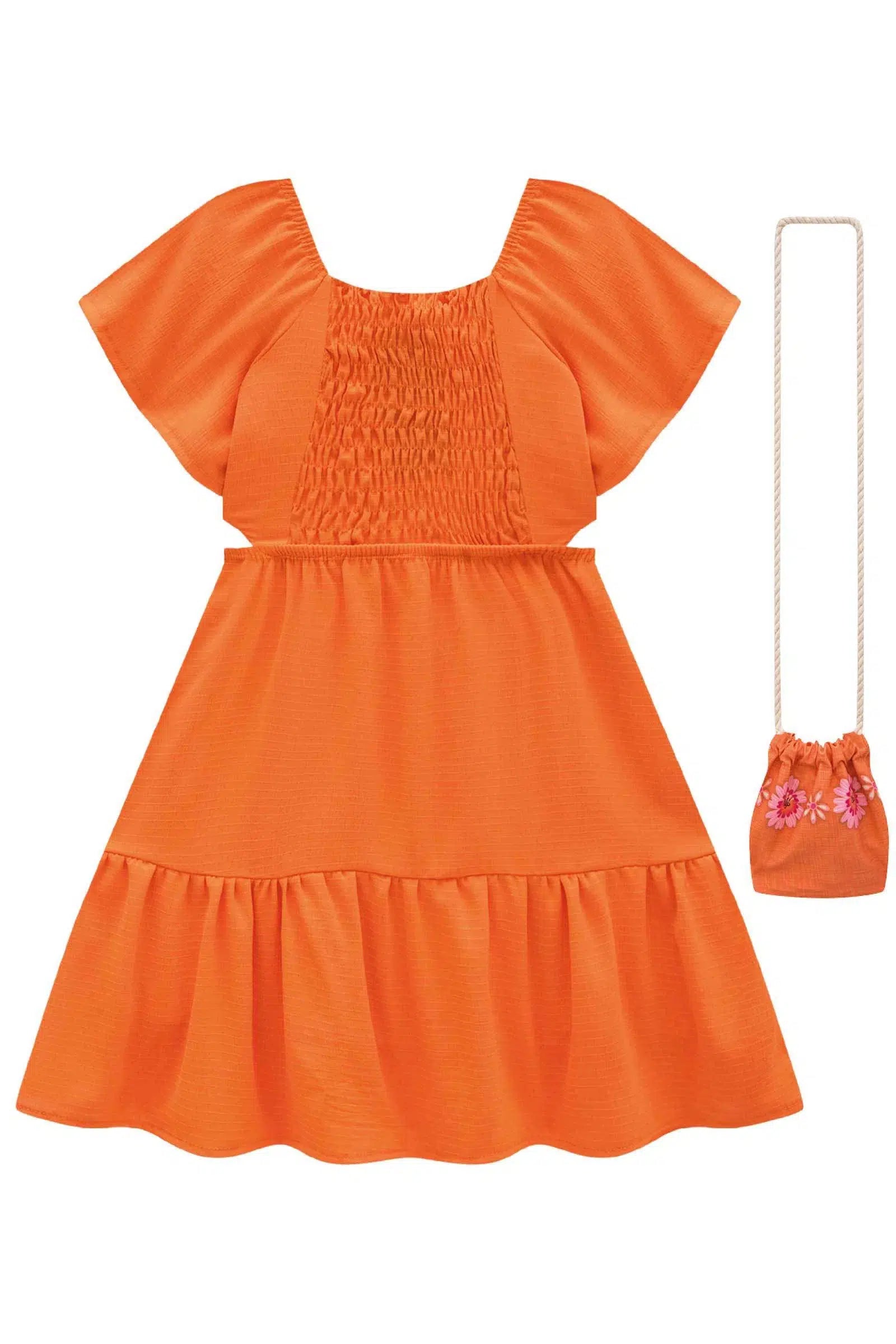 Vestido Infantil em Air Flow Crepe Duna. Acompanha Bolsa 81520 Infanti