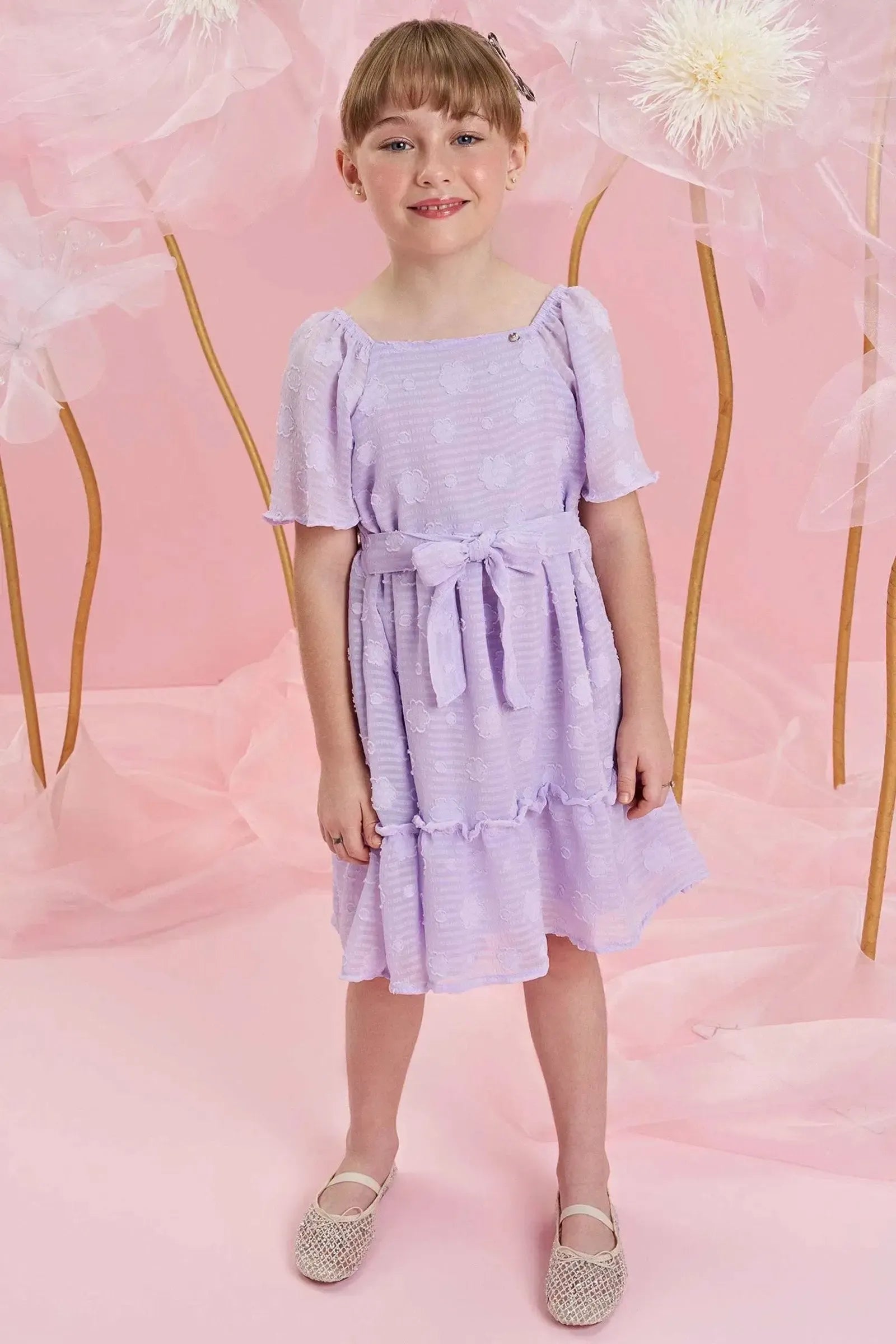 Vestido em Chiffon Flores 83997 Infanti Infantil Menina