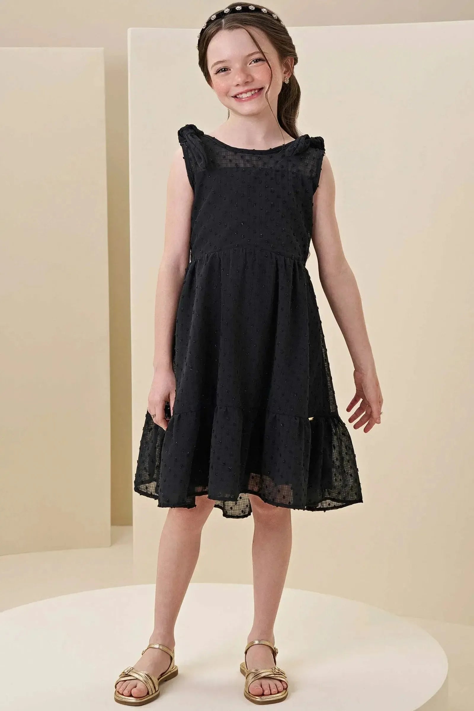 Vestido em Chiffon Shine 85311 Infanti Infantil Menina