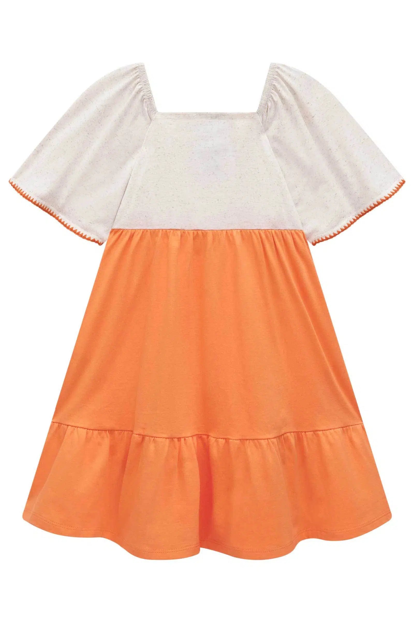 Vestido em Cotton Linho e Meia Malha 76967 Kukiê