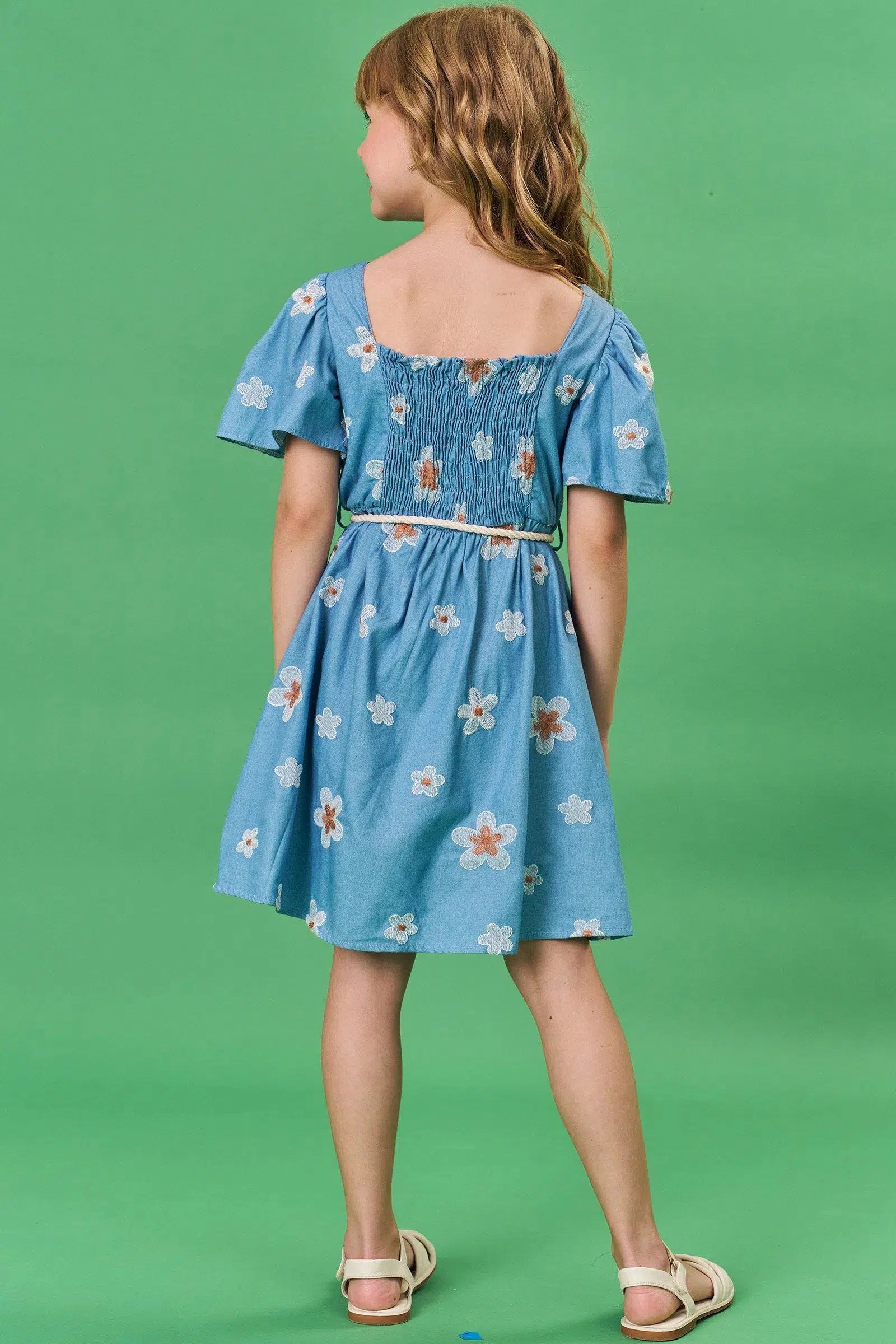 Vestido Infantil em Denim Bordado 82157 Infanti