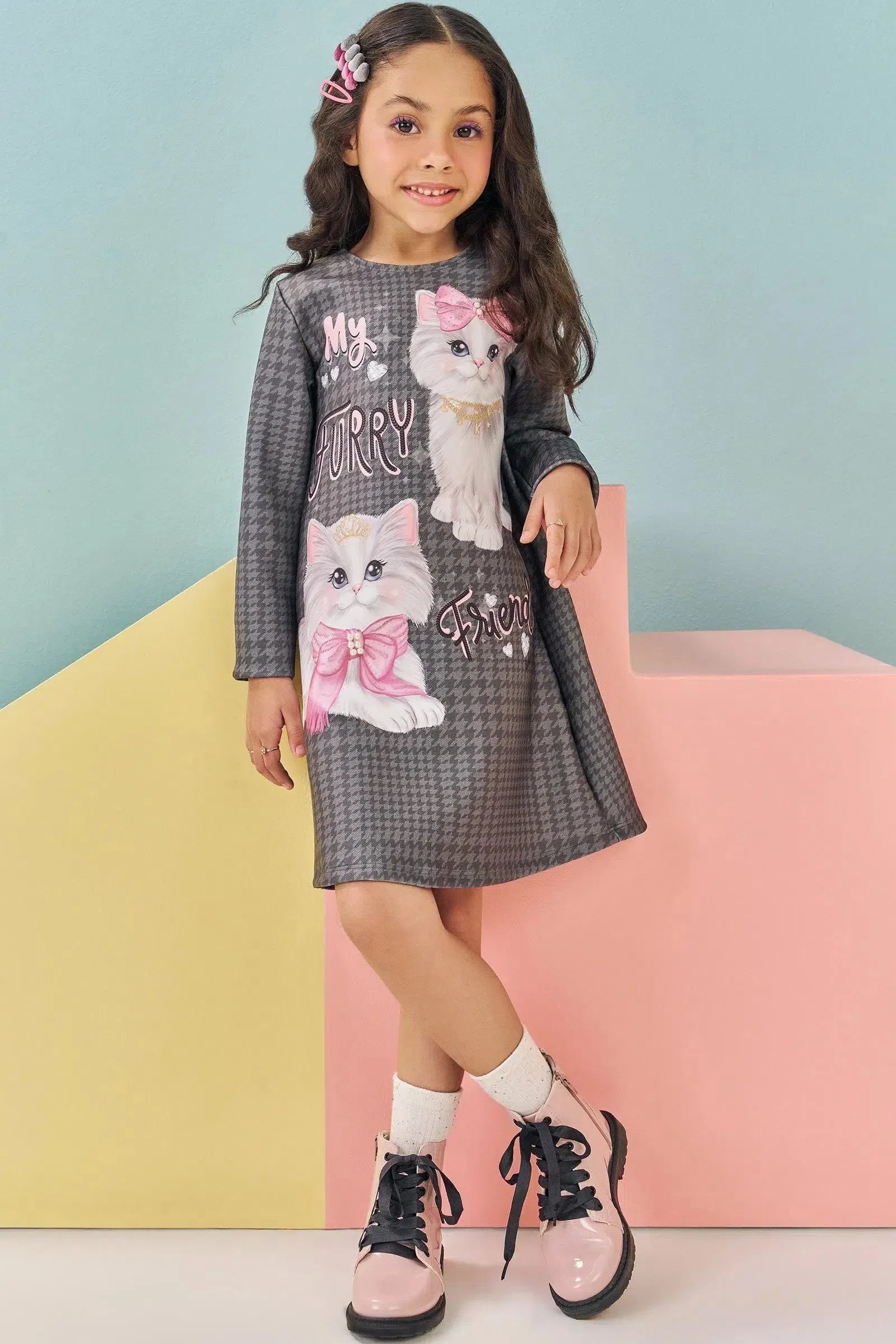 Vestido em Fly Tech 80135 Kukiê Infantil Menina