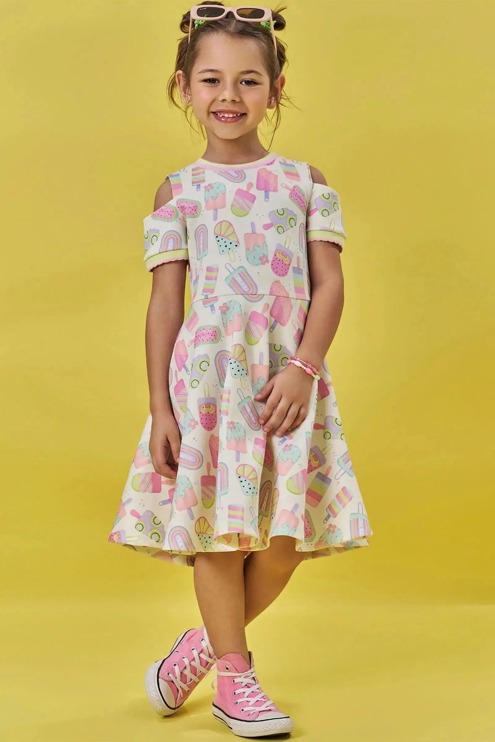 Vestido em Fly Tech 84221 Kukiê Infantil Menina