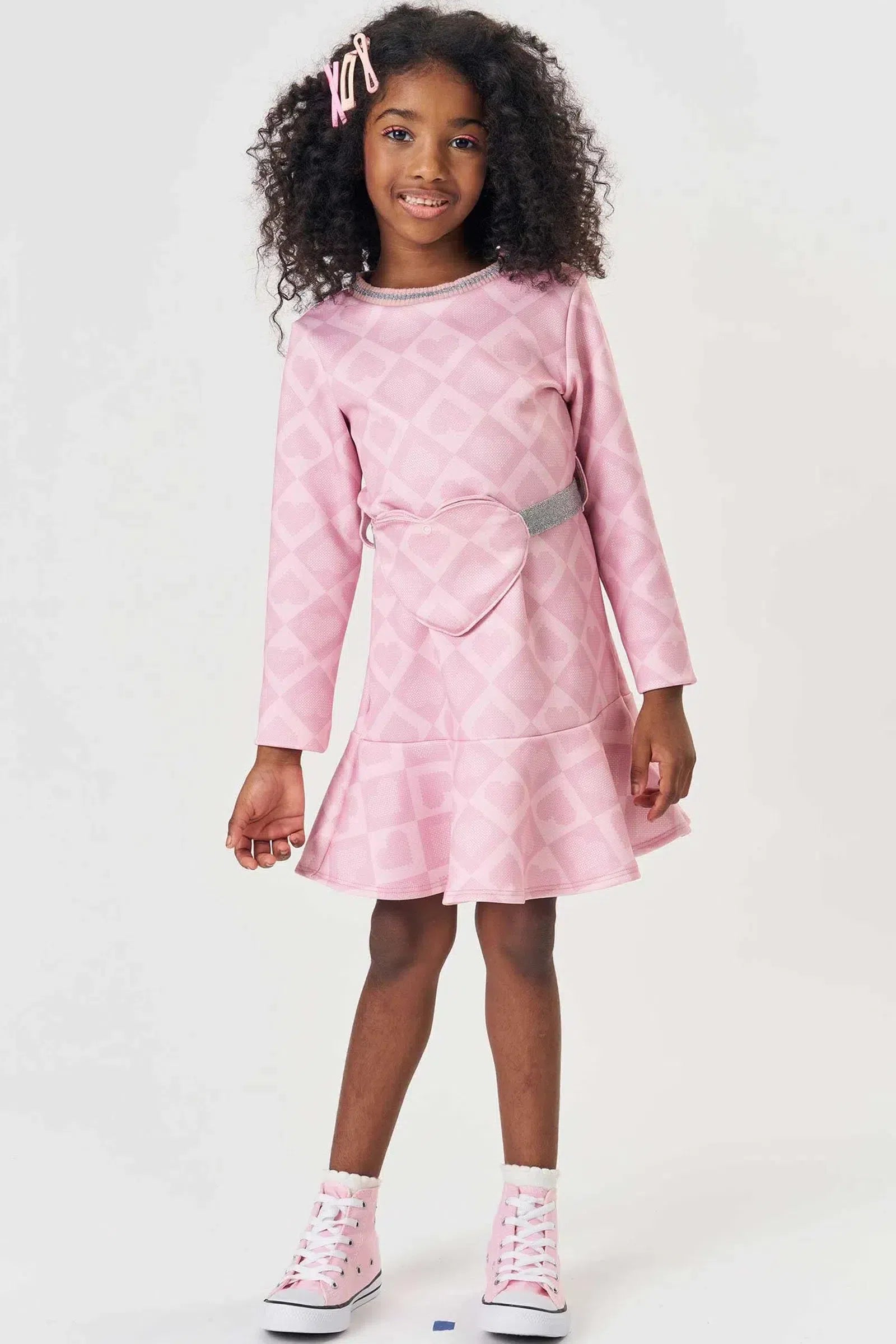 Vestido em Fly Tech e Pochete em Sarja com Elastano 81915 Kukiê Infantil Menina