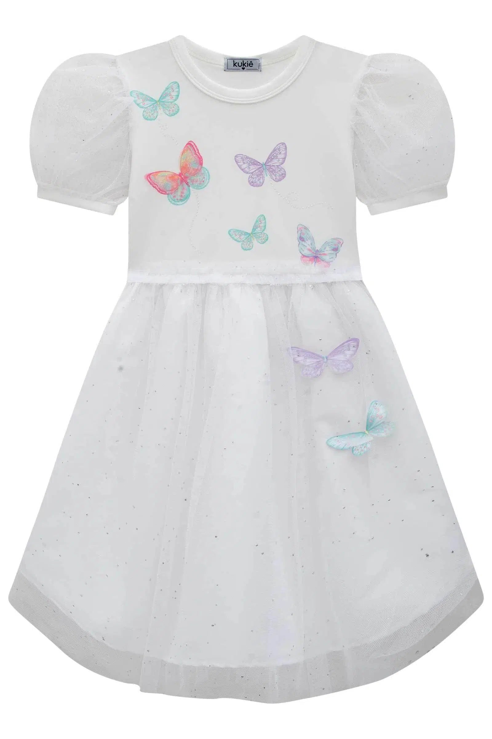 Vestido em Fly Tech e Tule Brilho 75537 Kukiê