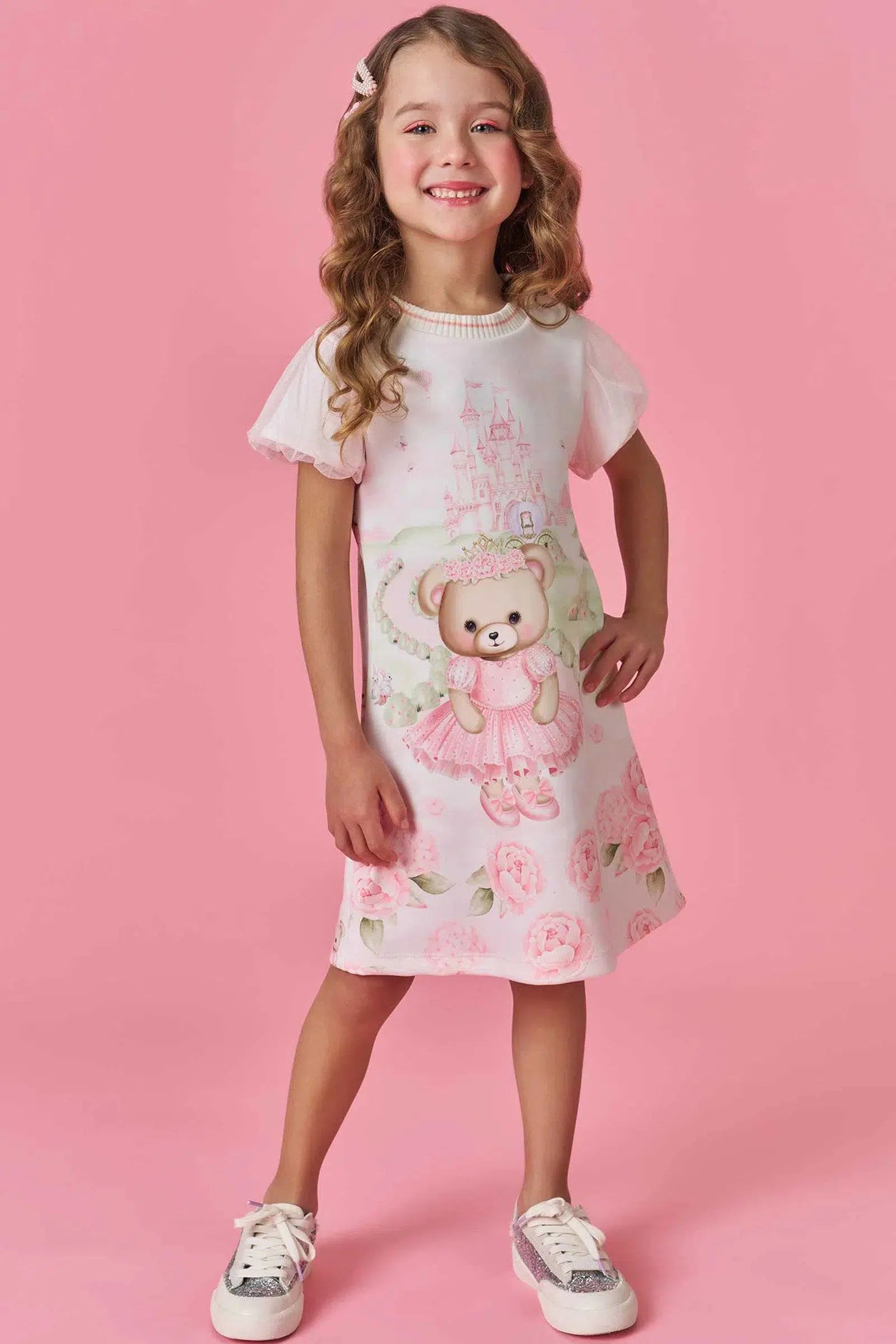 Vestido Infantil Menina em Fly Tech e Tule com Elastano 82361 Kukiê