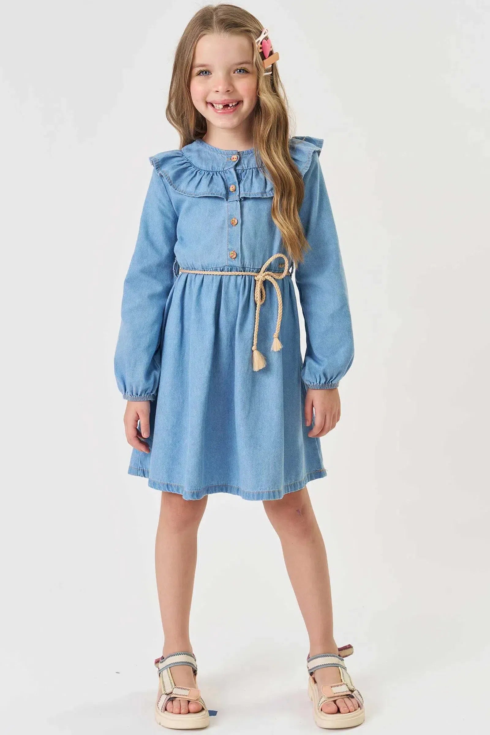 Vestido em Jeans 80422 Kukiê Infantil Menina