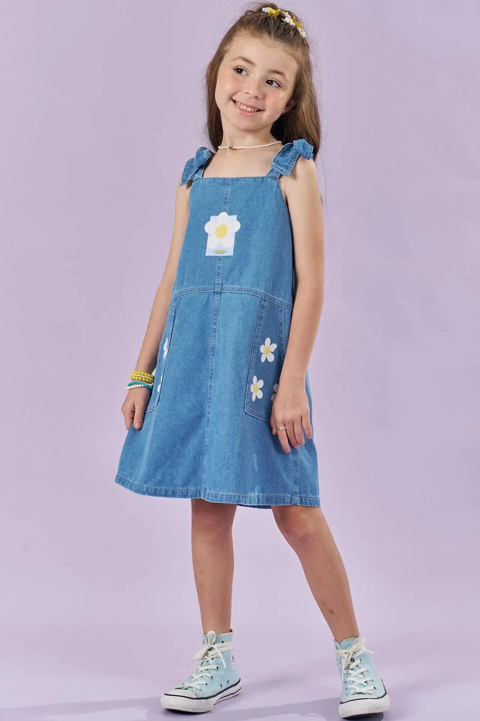 Vestido em Jeans com Elastano 84225 Kukiê Infantil Menina