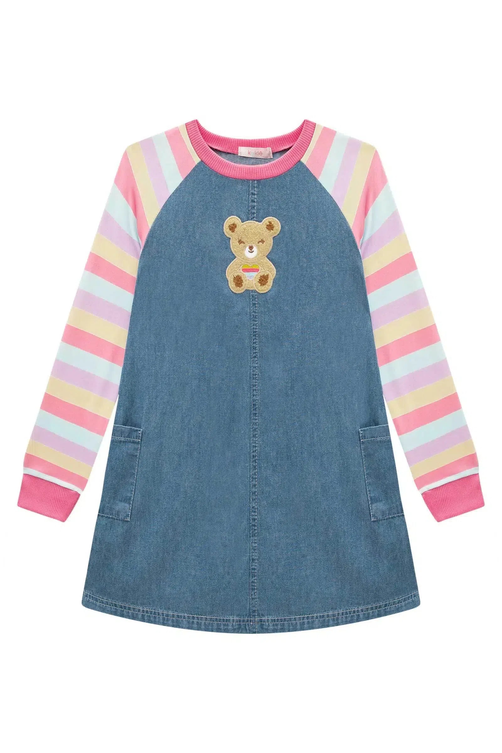 Vestido em Jeans e Molecoton 81120 Kukiê Infantil Menina