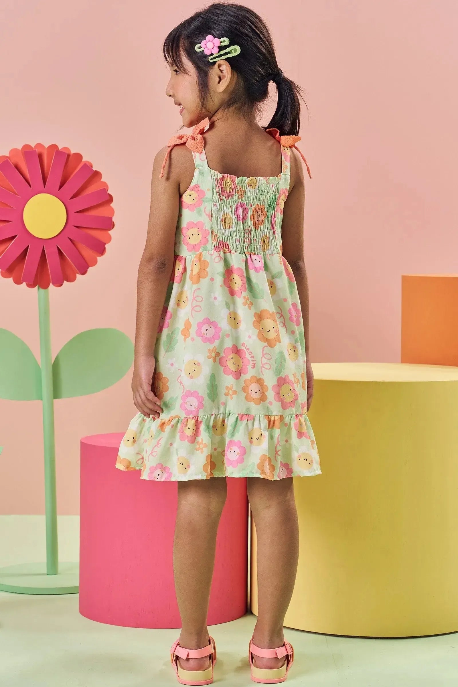 Vestido em Light Peach Textura 84025 Kukiê Infantil Menina
