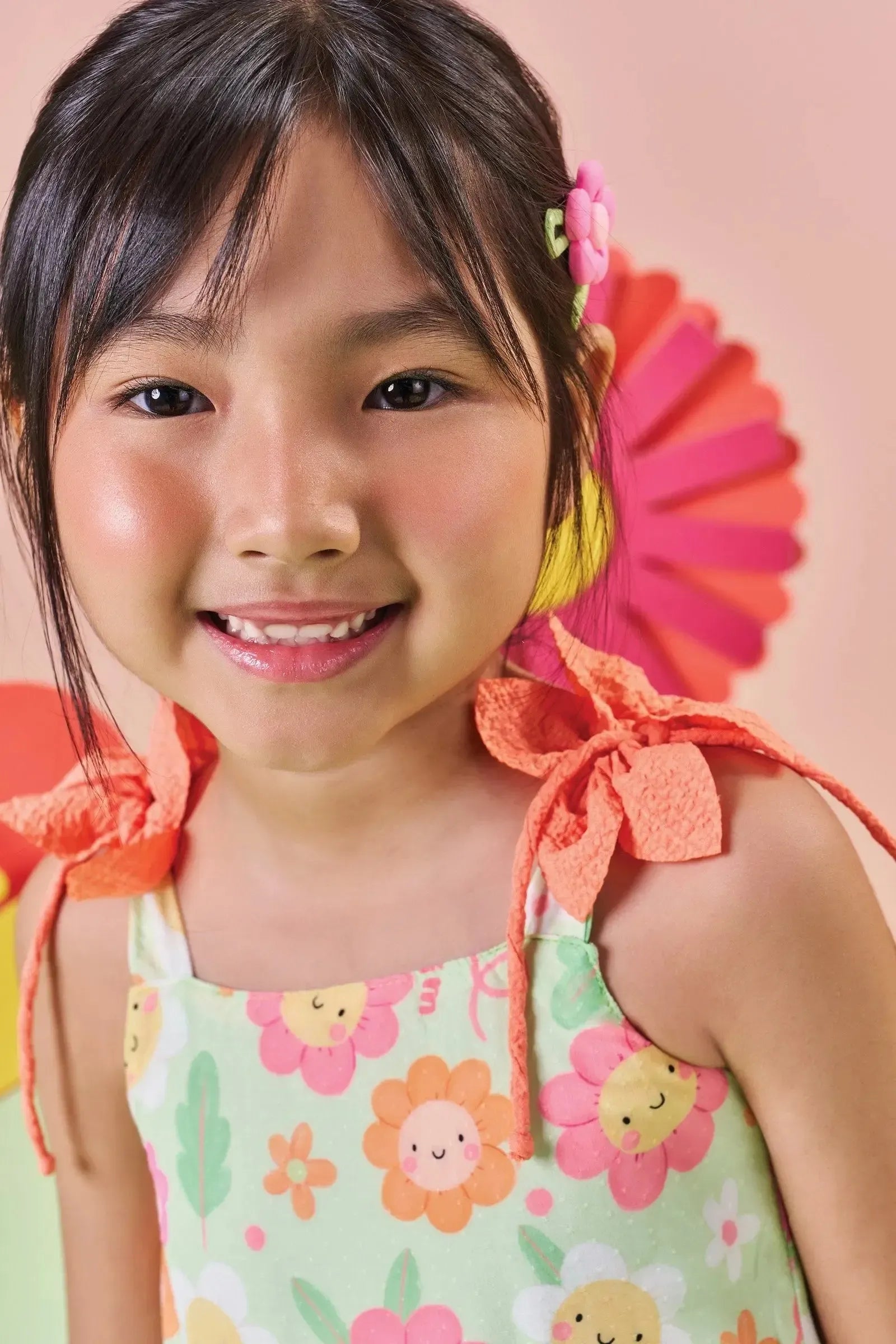 Vestido em Light Peach Textura 84025 Kukiê Infantil Menina