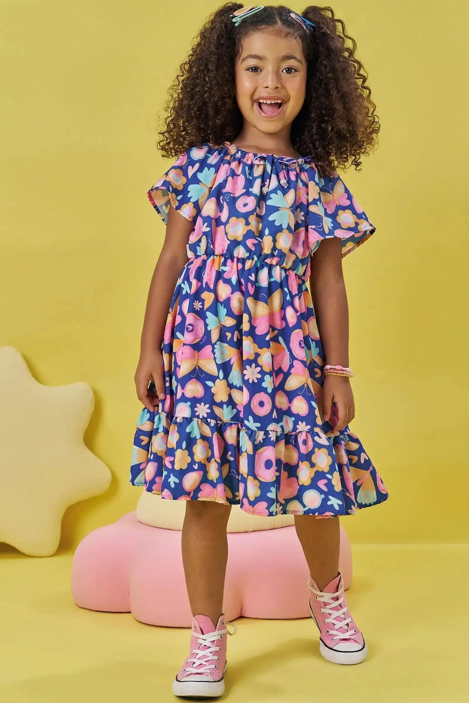 Vestido em Light Peach Textura 84215 Kukiê Infantil Menina