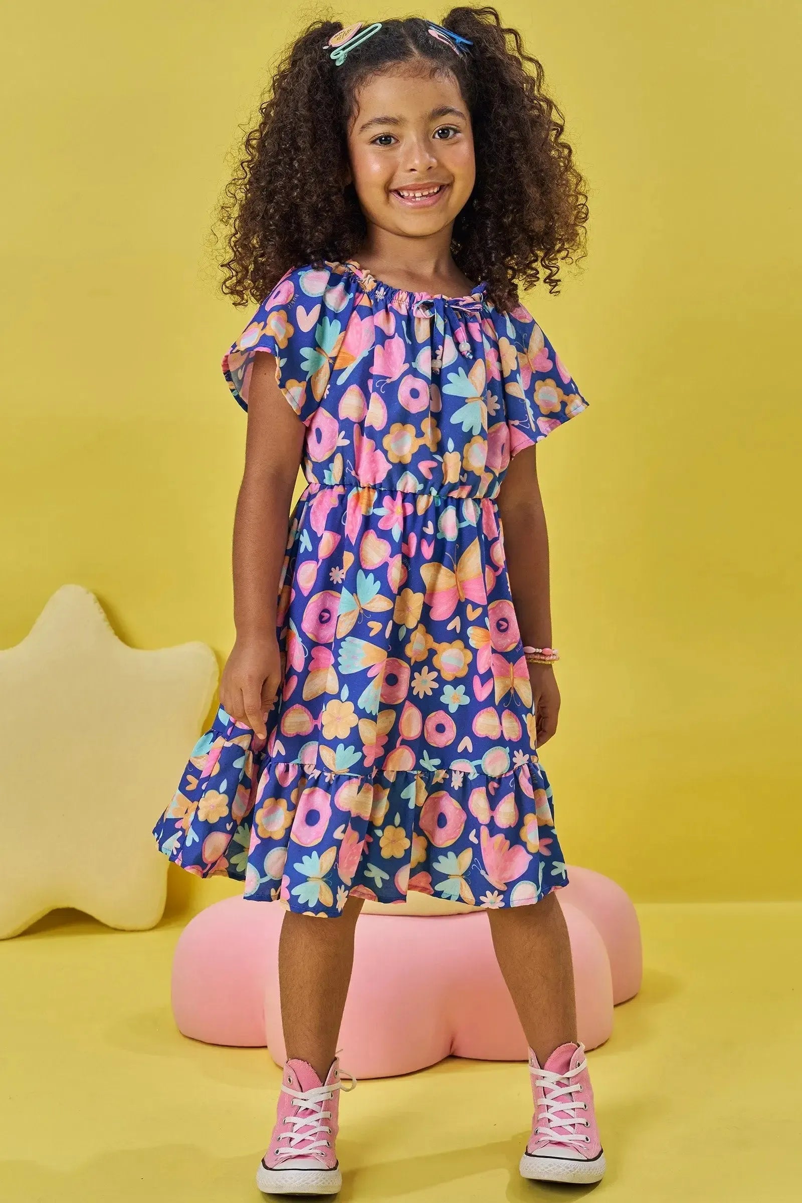 Vestido em Light Peach Textura 84215 Kukiê Infantil Menina
