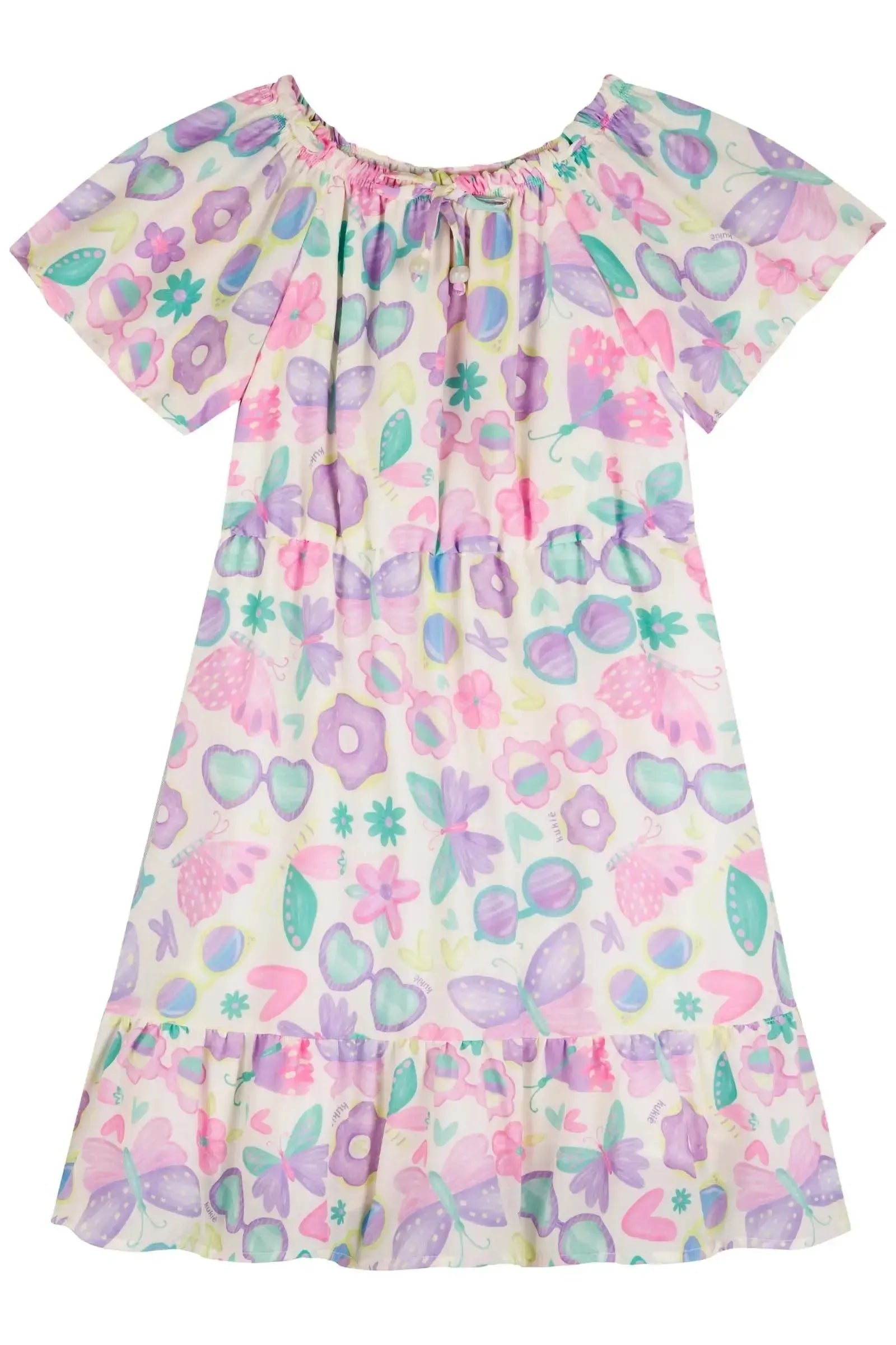 Vestido em Light Peach Textura 84215 Kukiê Infantil Menina