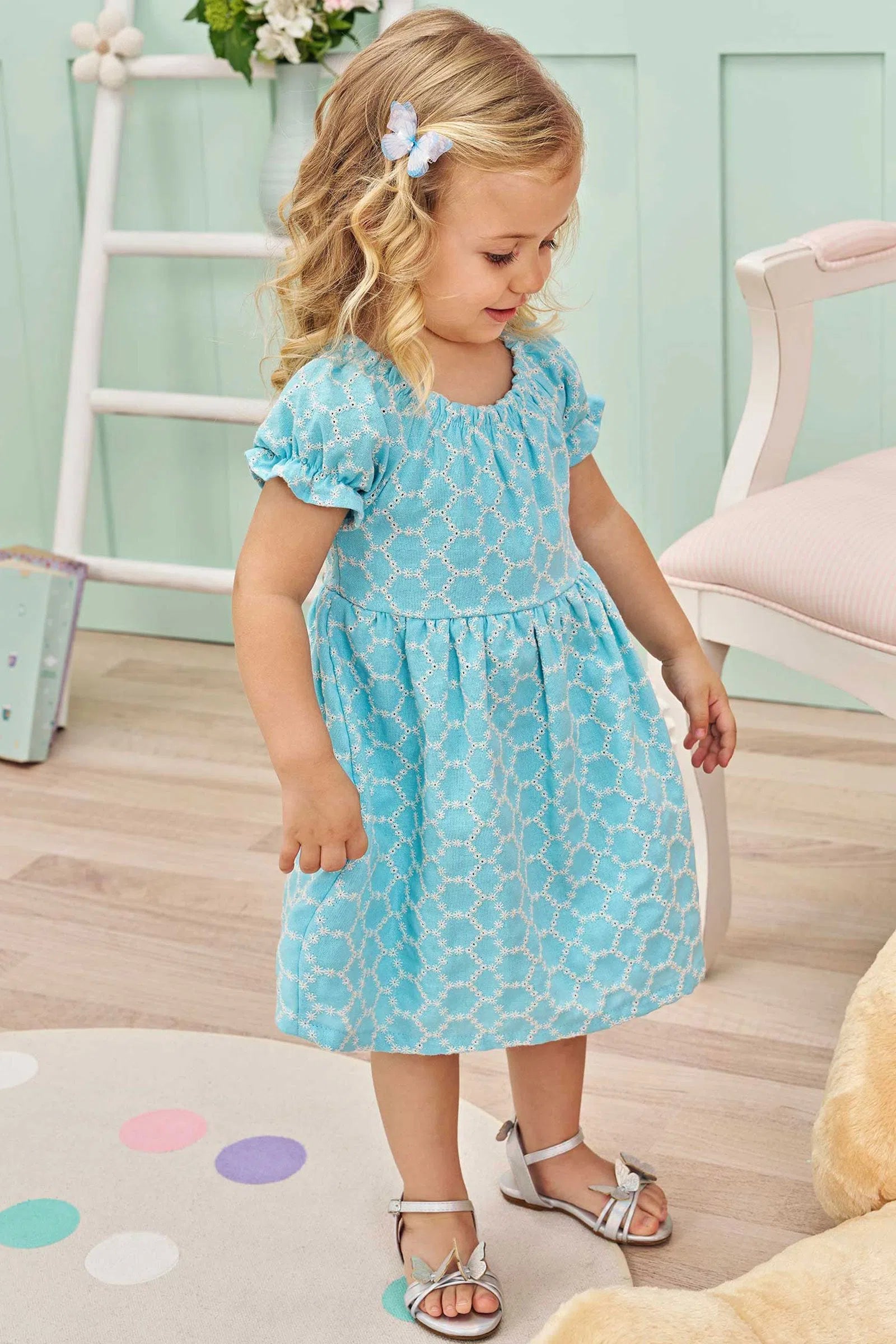 Vestido em Linho Bordado Dolce e Calcinha em Malha Fresh 75166 Infanti